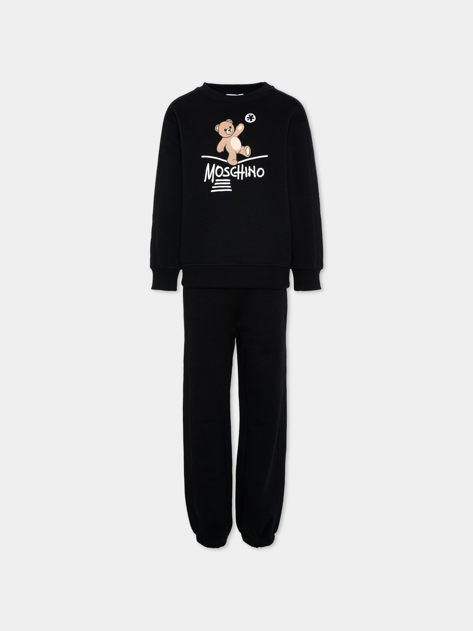 Completo sportivo lungo nero con teddy bear,Moschino Kids,HUK04N LCA83 60100