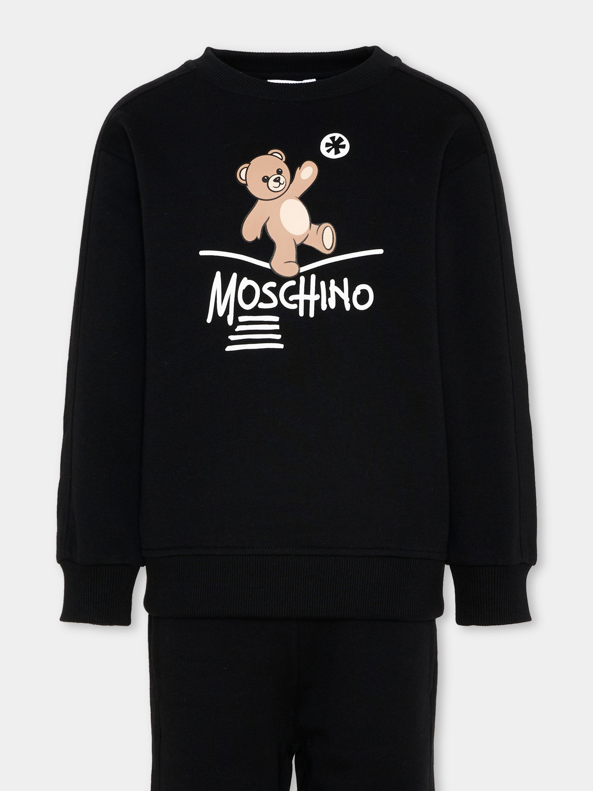 Completo sportivo lungo nero con teddy bear,Moschino Kids,HUK04N LCA83 60100