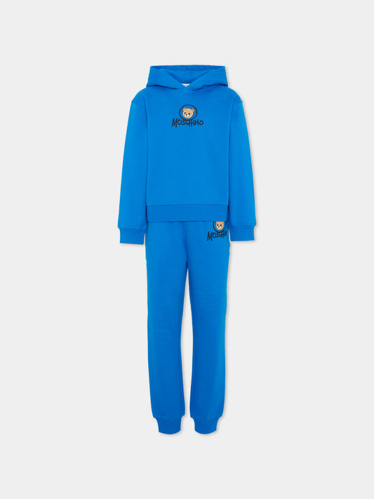Completo sportivo azzurro per bambino con Teddy Bear,Moschino Kids,HUK04R LCA83 40157