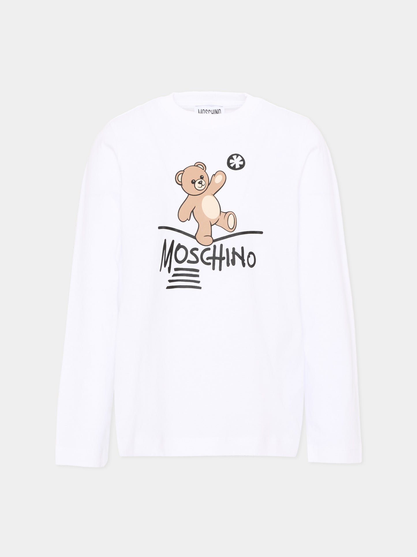 T-Shirt bianca per bambini con Teddy Bear,Moschino Kids,HZO00J LAA20 10101