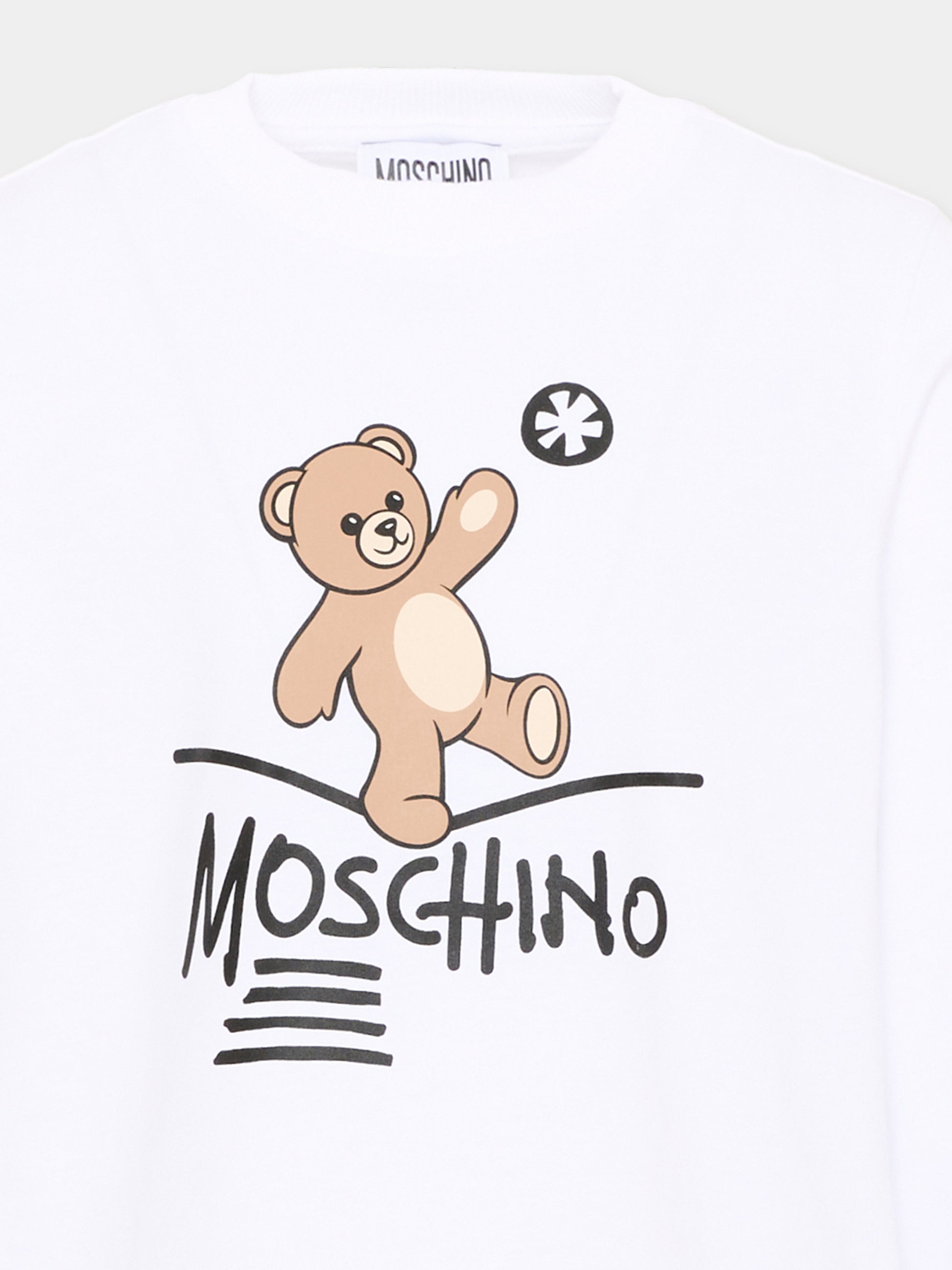 T-Shirt bianca per bambini con Teddy Bear,Moschino Kids,HZO00J LAA20 10101