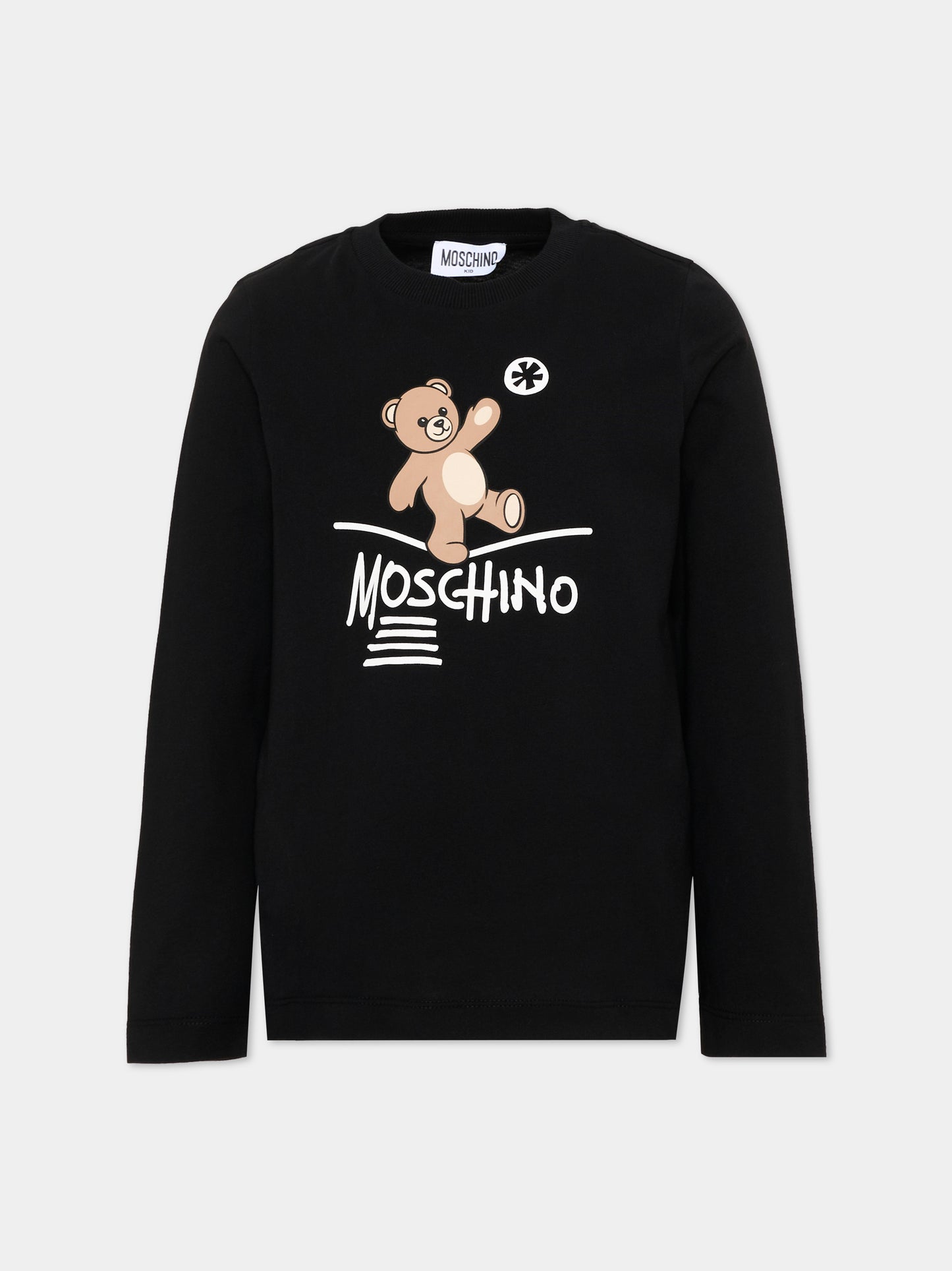 T-Shirt nera per bambini con Teddy Bear,Moschino Kids,HZO00J LAA20 60100
