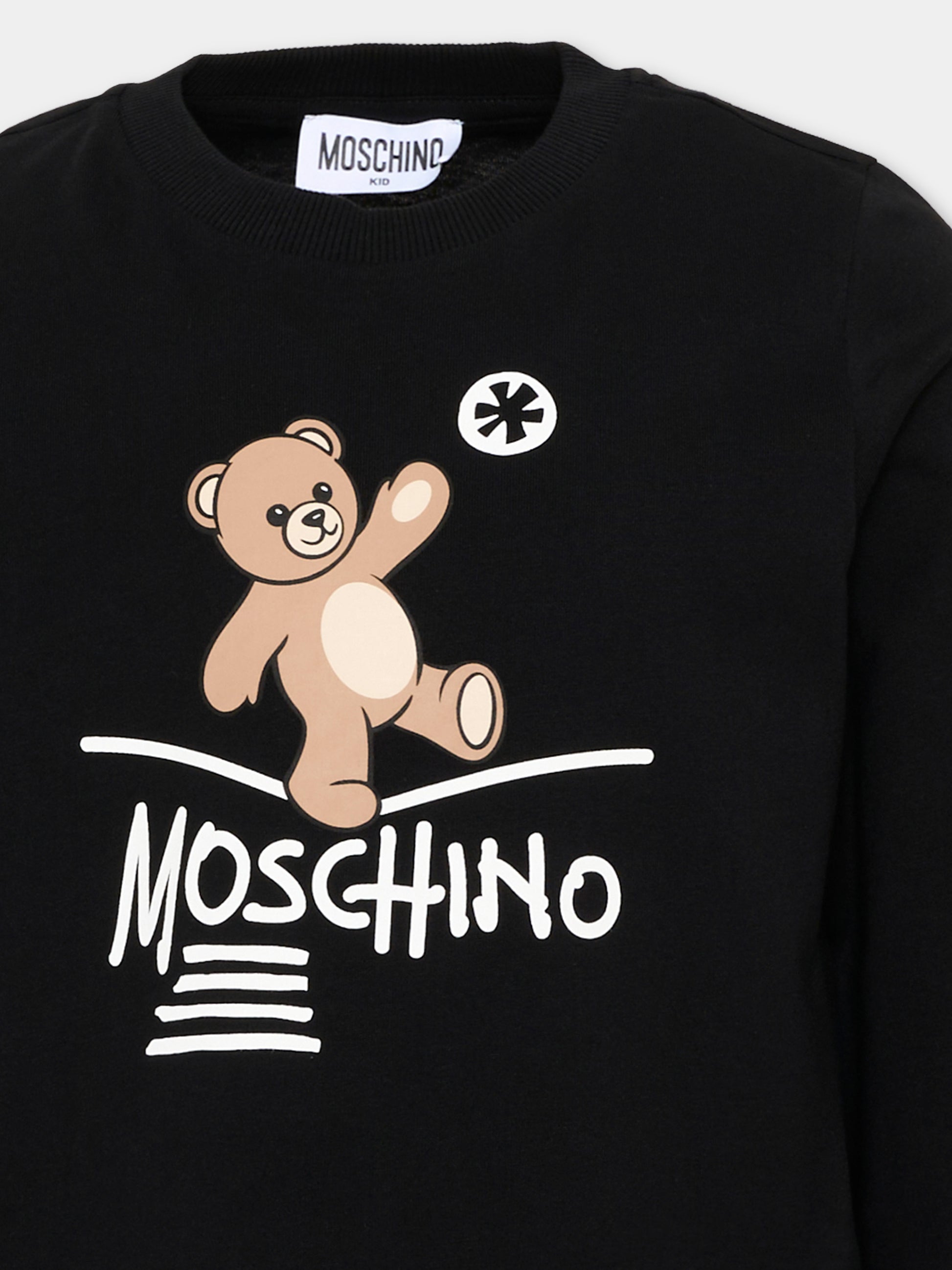 T-Shirt nera per bambini con Teddy Bear,Moschino Kids,HZO00J LAA20 60100