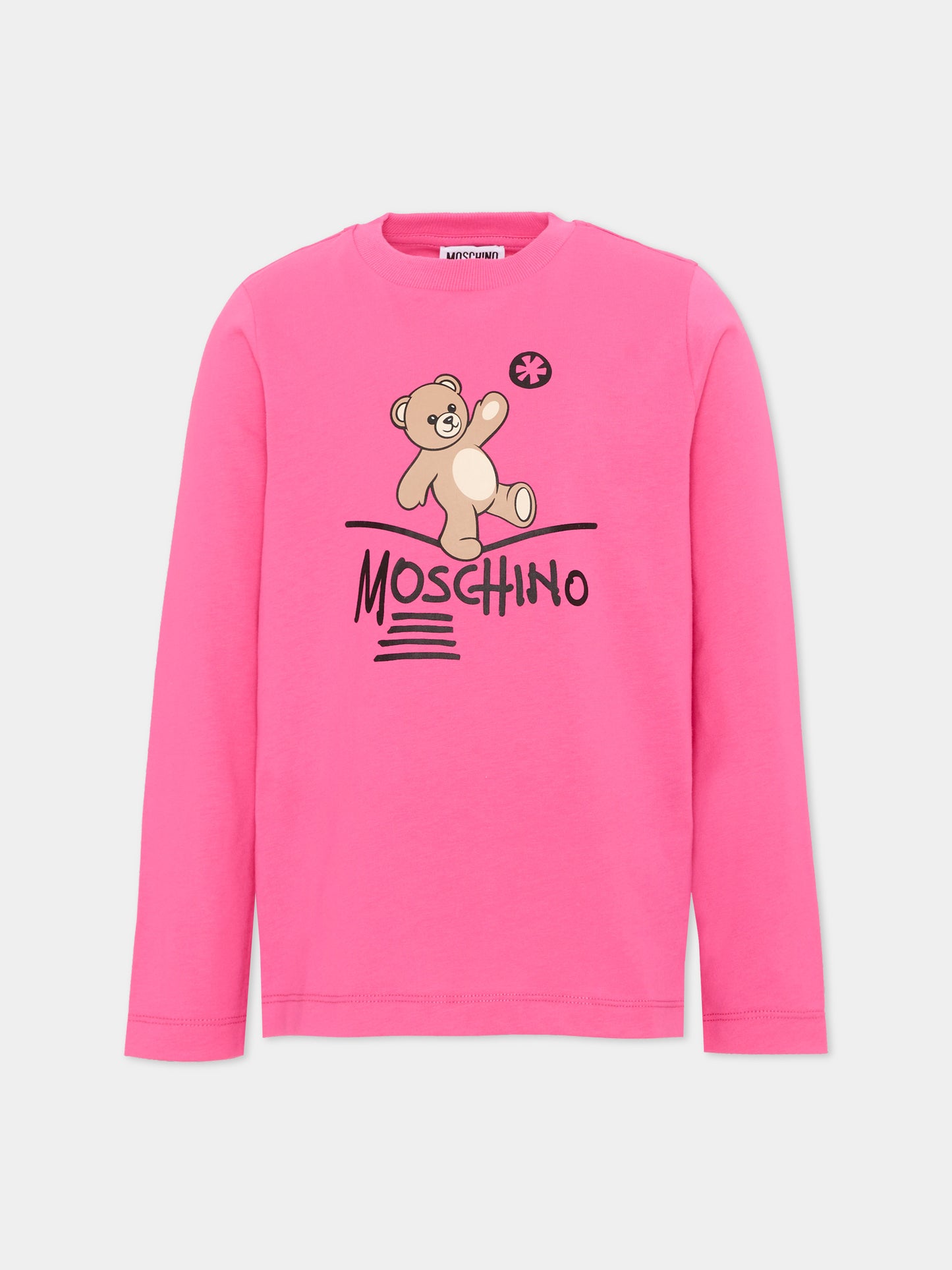T-Shirt fucsia per bambina con Teddy Bear,Moschino Kids,HZO00J LAA20 51450