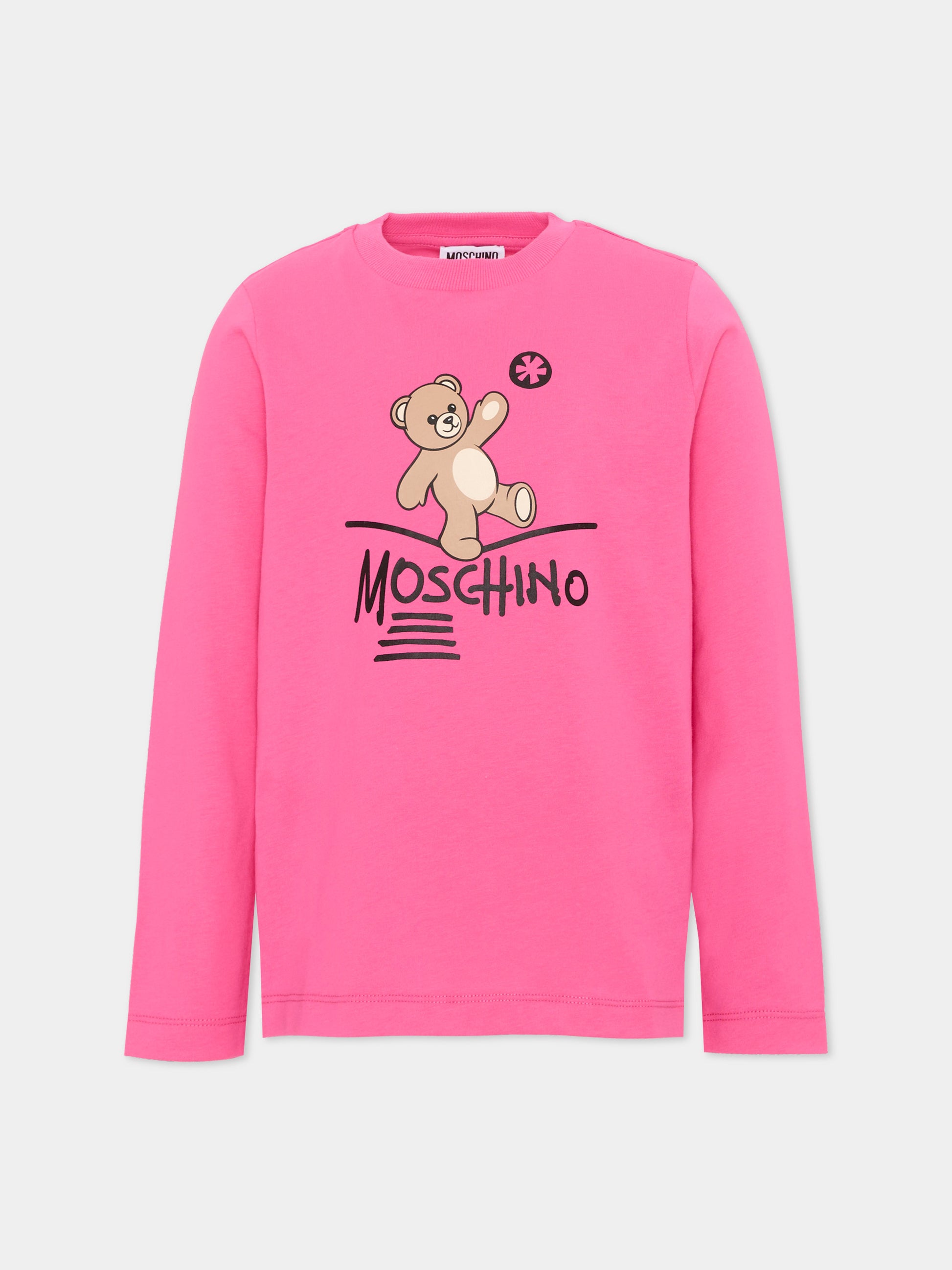 T-Shirt fucsia per bambina con Teddy Bear,Moschino Kids,HZO00J LAA20 51450