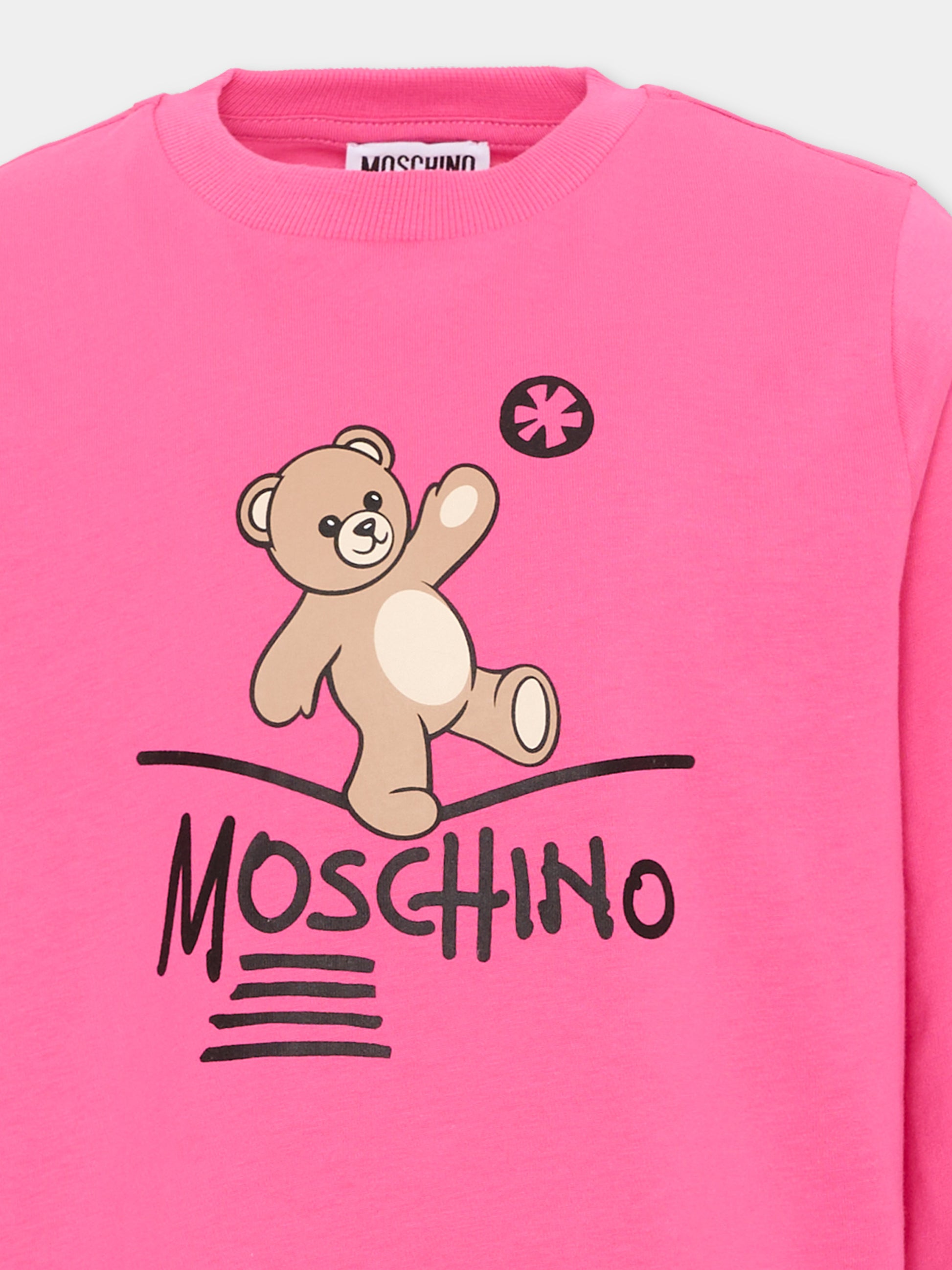 T-Shirt fucsia per bambina con Teddy Bear,Moschino Kids,HZO00J LAA20 51450