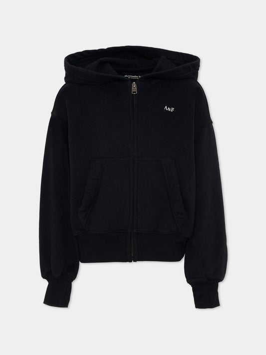 Felpa grigia con zip per bambina,Abercrombie & Fitch,43AF22 K94