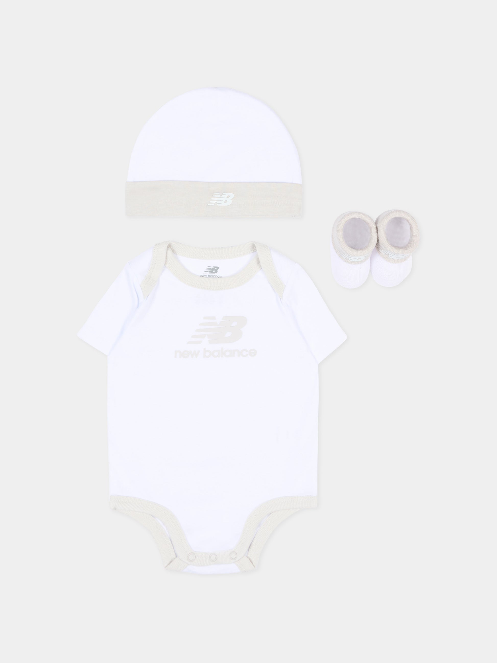 Set tutina bianco per neonati con logo,New Balance,LAKB0106 BWE