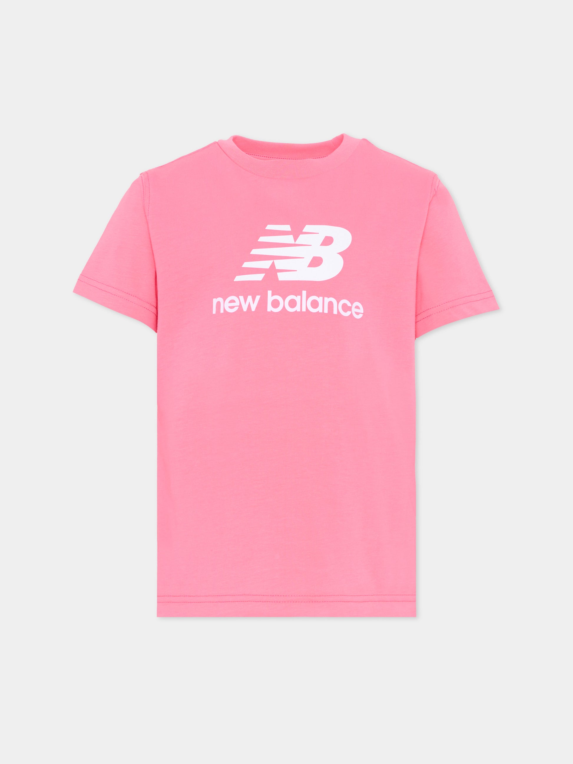 T-shirt fucsia per bambina con logo,New Balance,LAKG0183 DAB