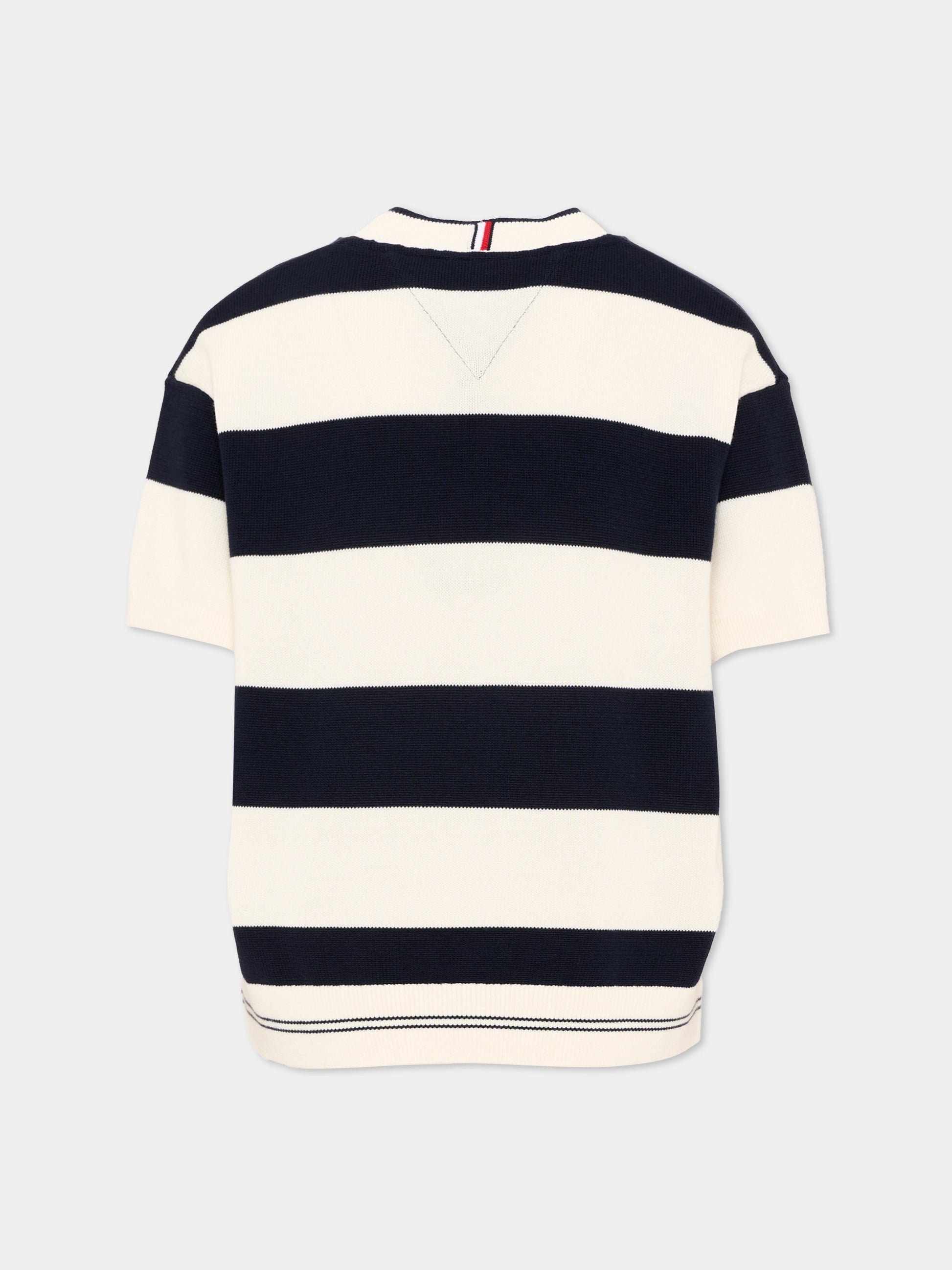 Maglia blu a righe per bambino con Tommy flag,Tommy Hilfiger Junior,KB0KB09809 C1G