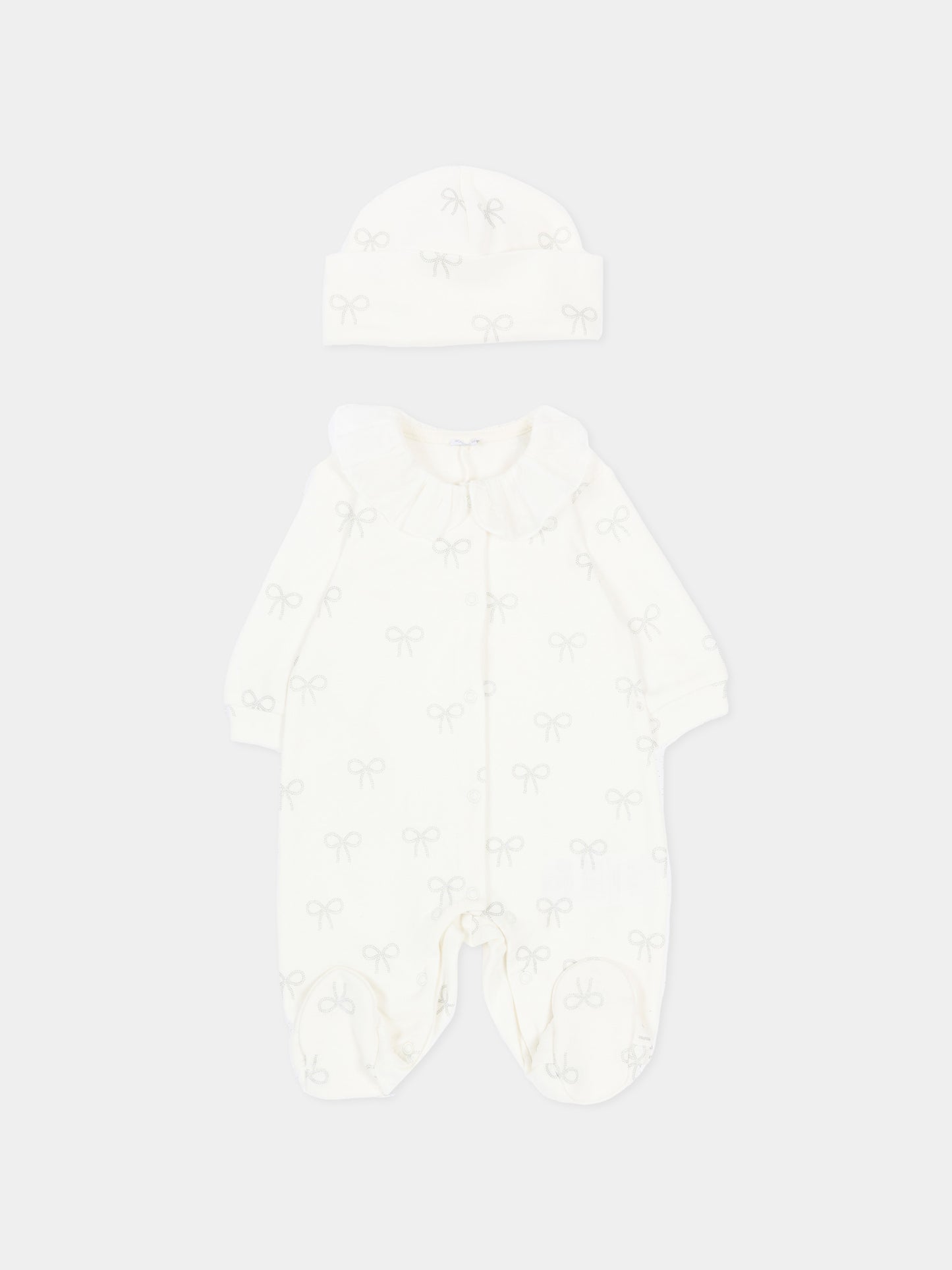 Set tutina avorio per neonati con stampa fiocchi,Monnalisa,35F504 6000 0001