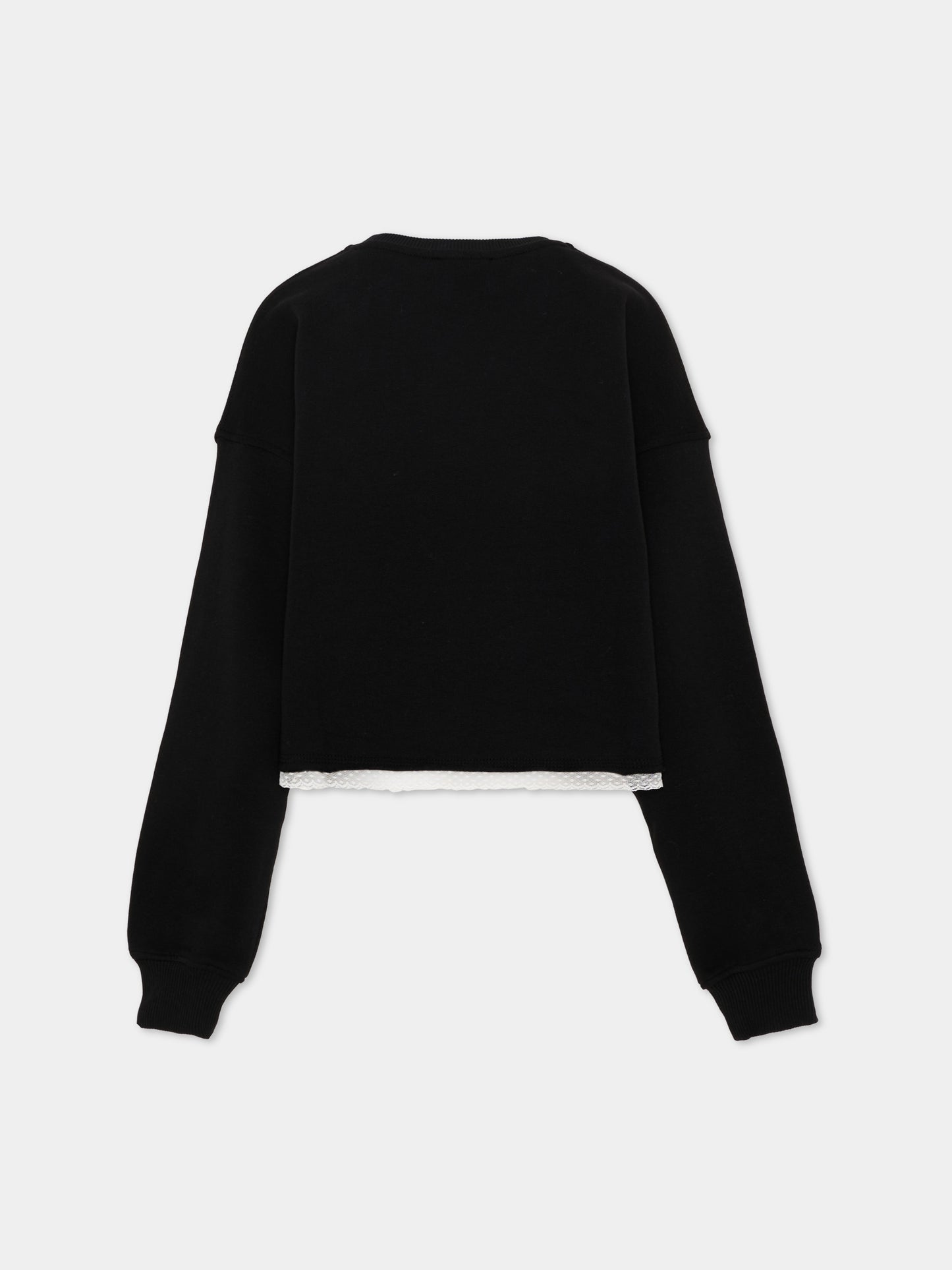 Felpa nera per bambina con logo,Philosophy,I9F601 6036 P050