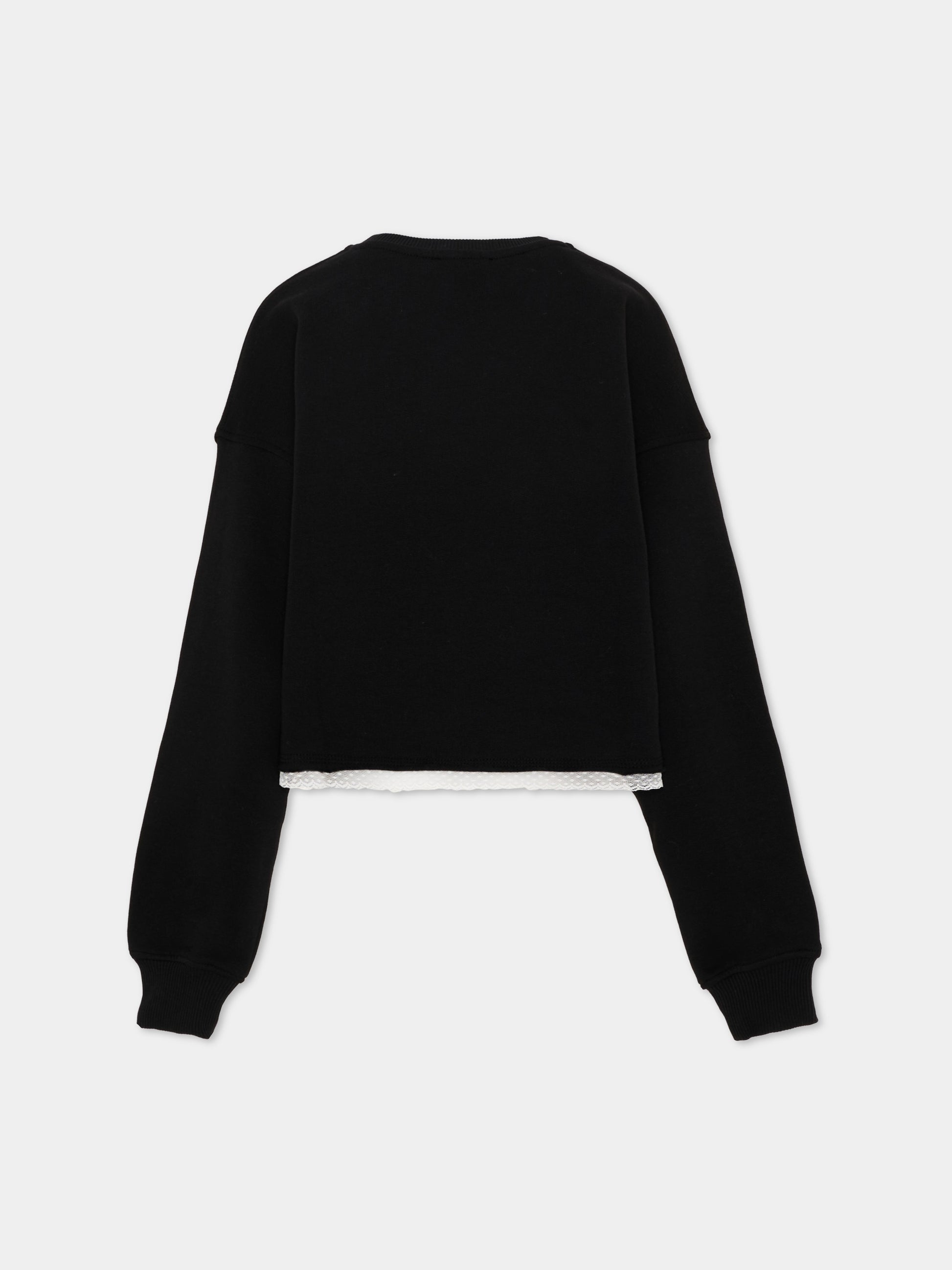 Felpa nera per bambina con logo,Philosophy,I9F601 6036 P050