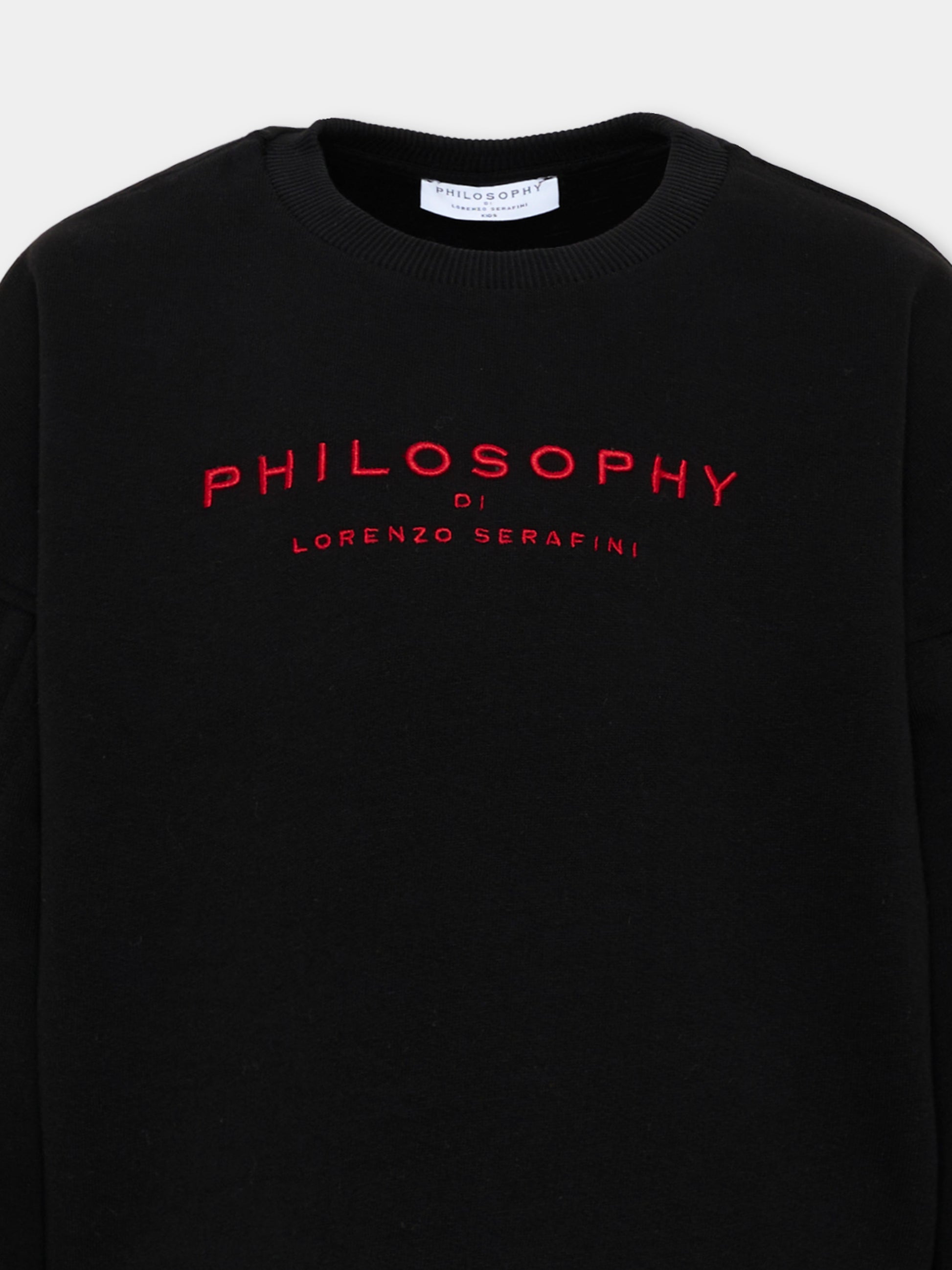 Felpa nera per bambina con logo,Philosophy,I9F601 6036 P050