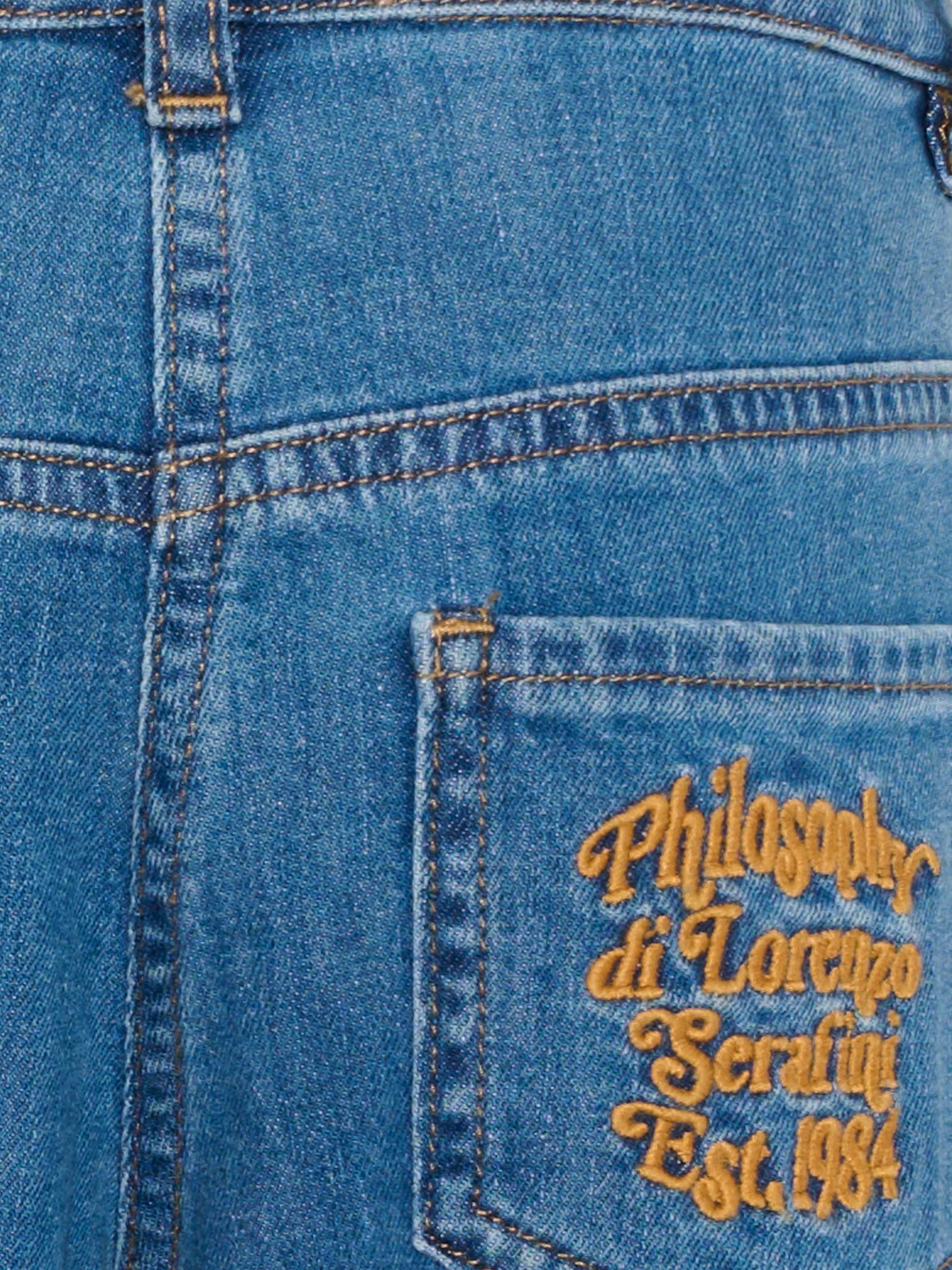 Jeans denim per bambina con logo ricamato,Philosophy,I9F412 6044 P062