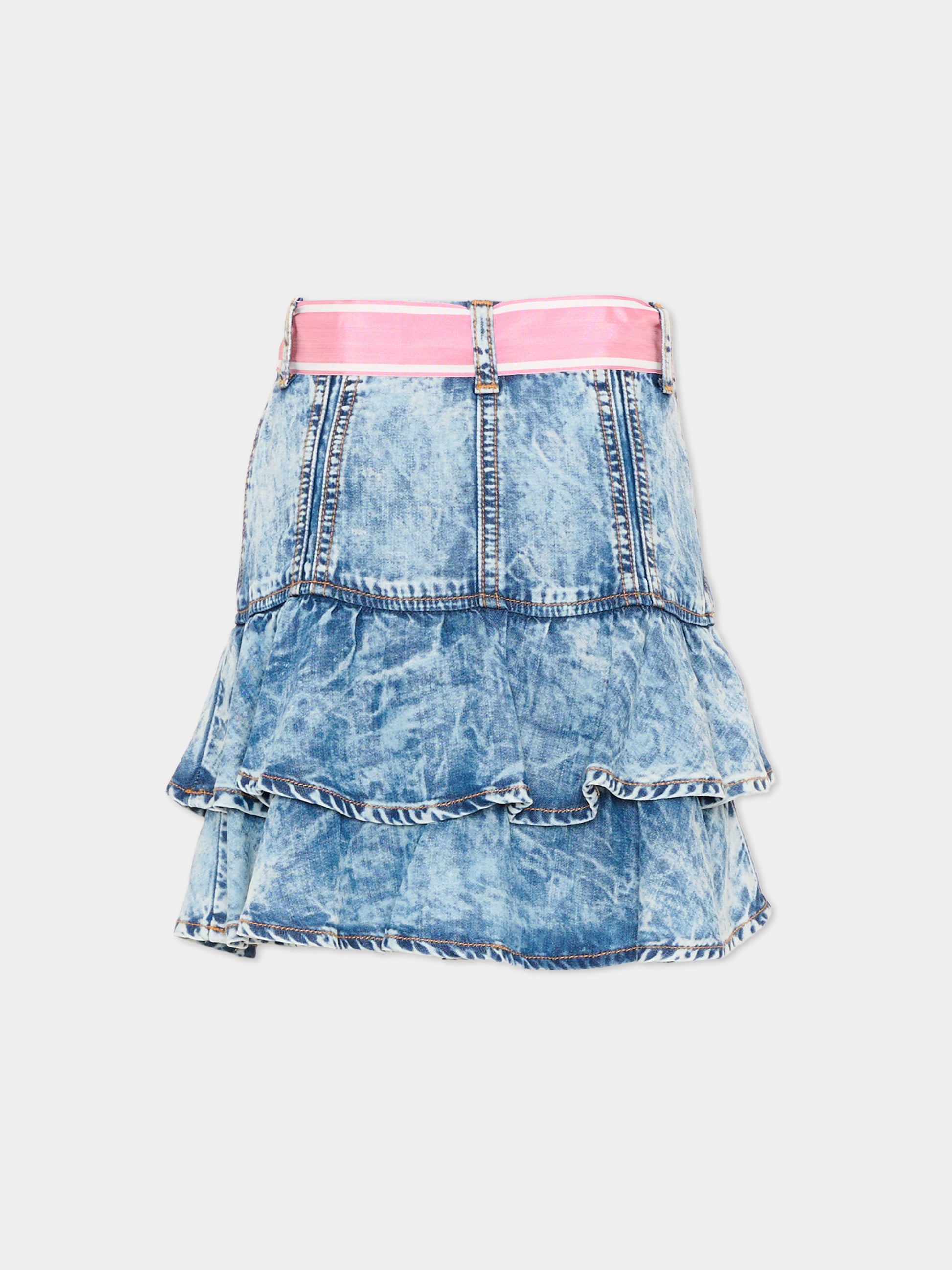 Gonna denim per bambina con balze,Monnalisa,19F704 6041 0055