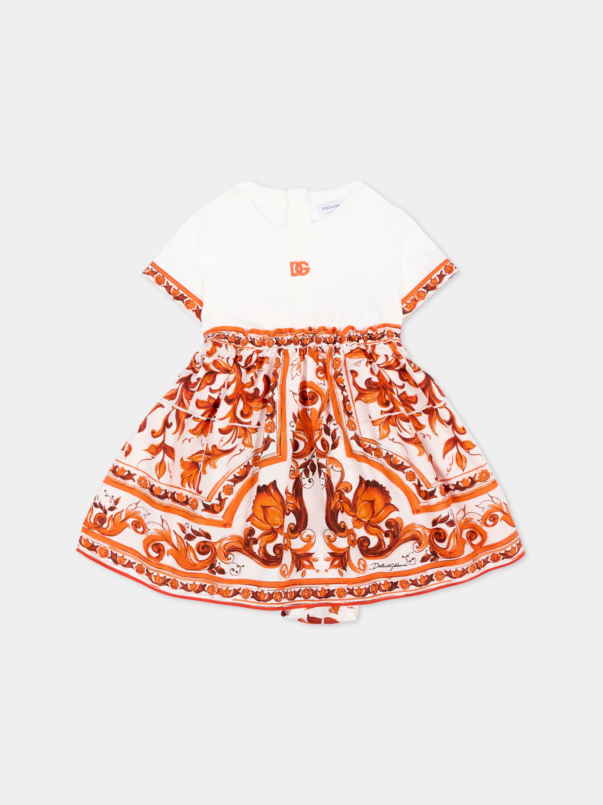 Vestito arancione per neonata con logo,Dolce & Gabbana Kids,L2JDBF G7P4G S9000