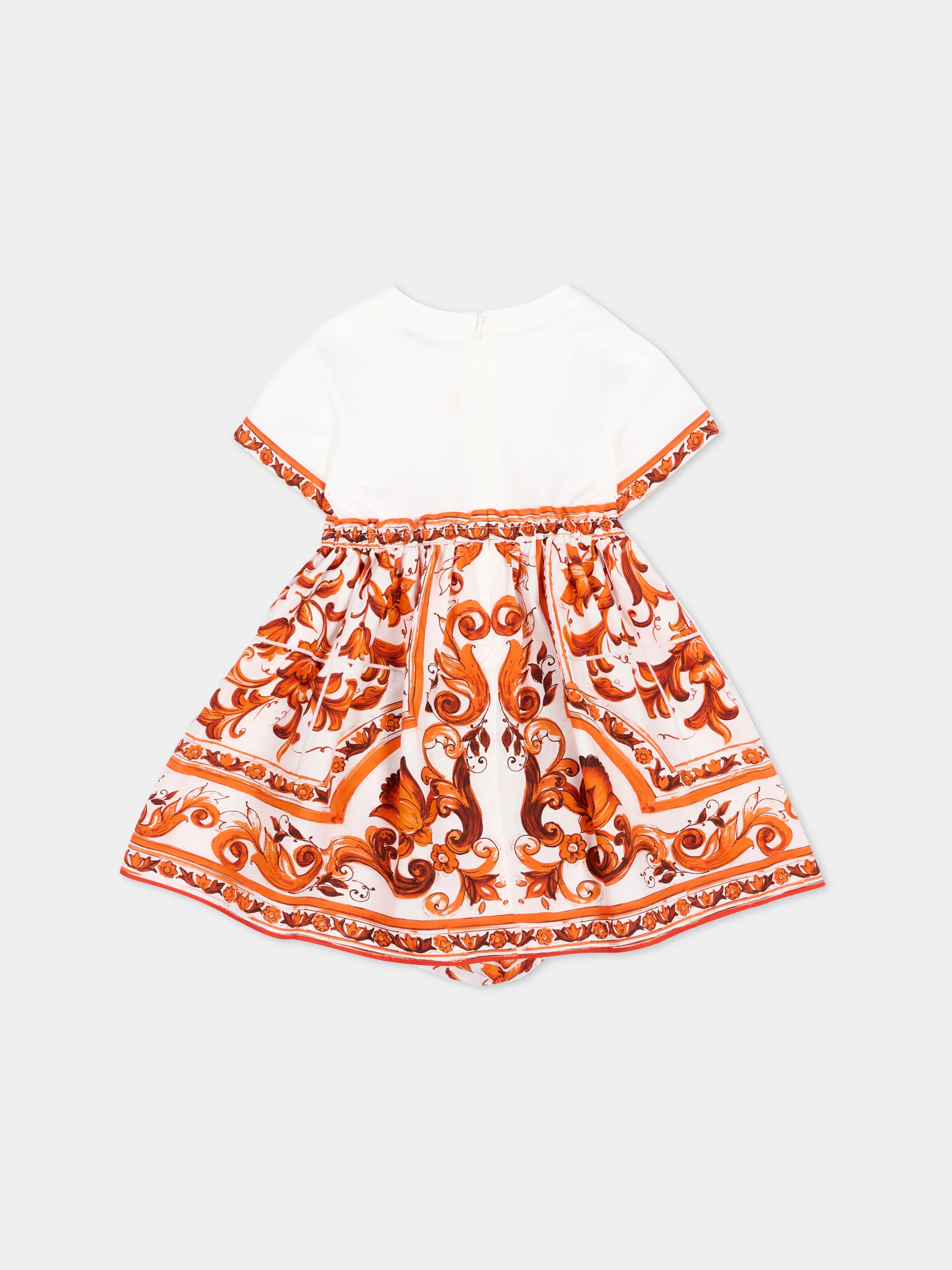 Vestito arancione per neonata con logo,Dolce & Gabbana Kids,L2JDBF G7P4G S9000