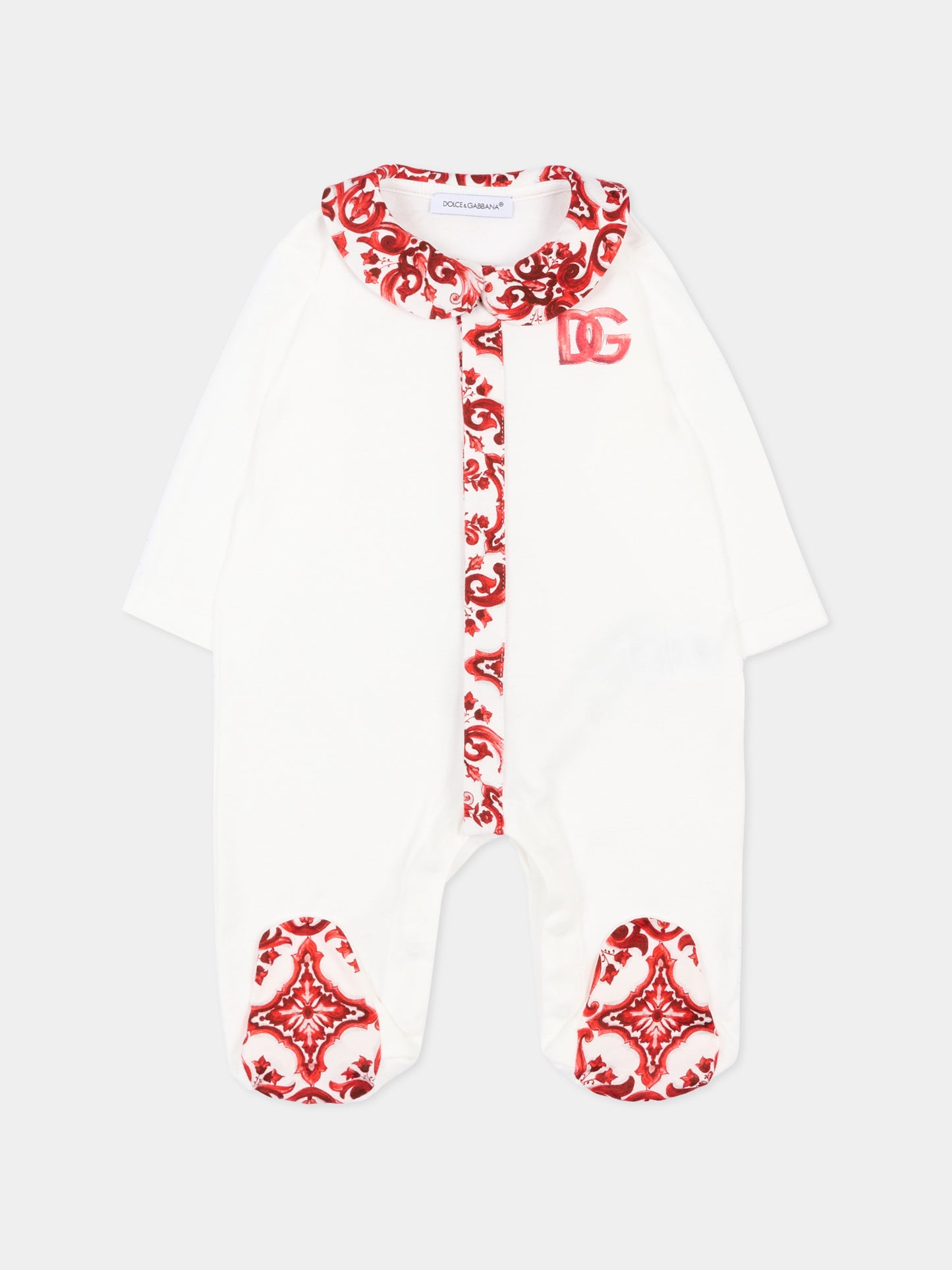 Set tutina avorio per neonato con logo,Dolce & Gabbana Kids,L1JOCN G7P5B W0111
