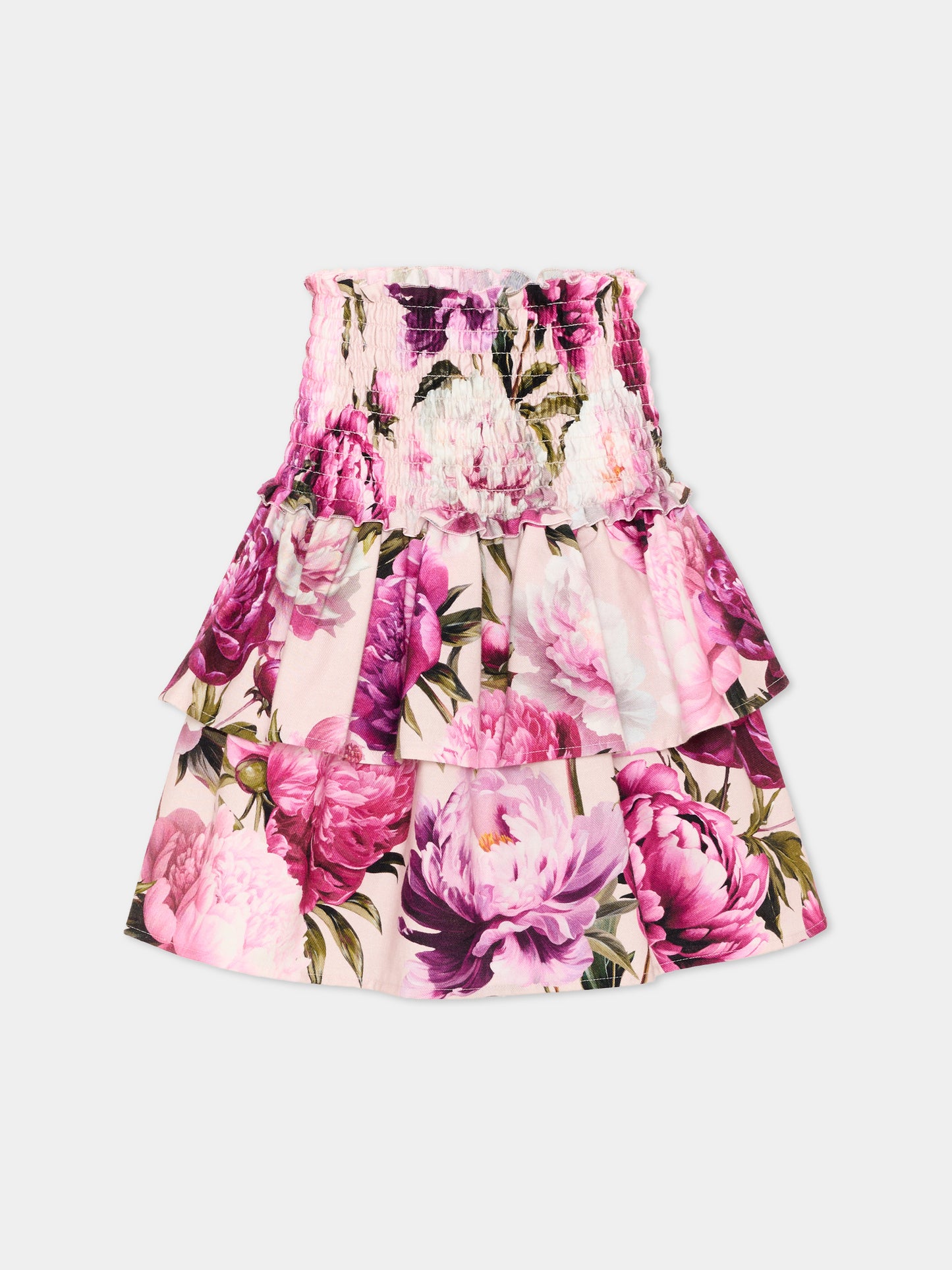 Gonna rosa per bambina con stampa floreale,Dolce & Gabbana Kids,L56I18 G7QZV HF6FZ