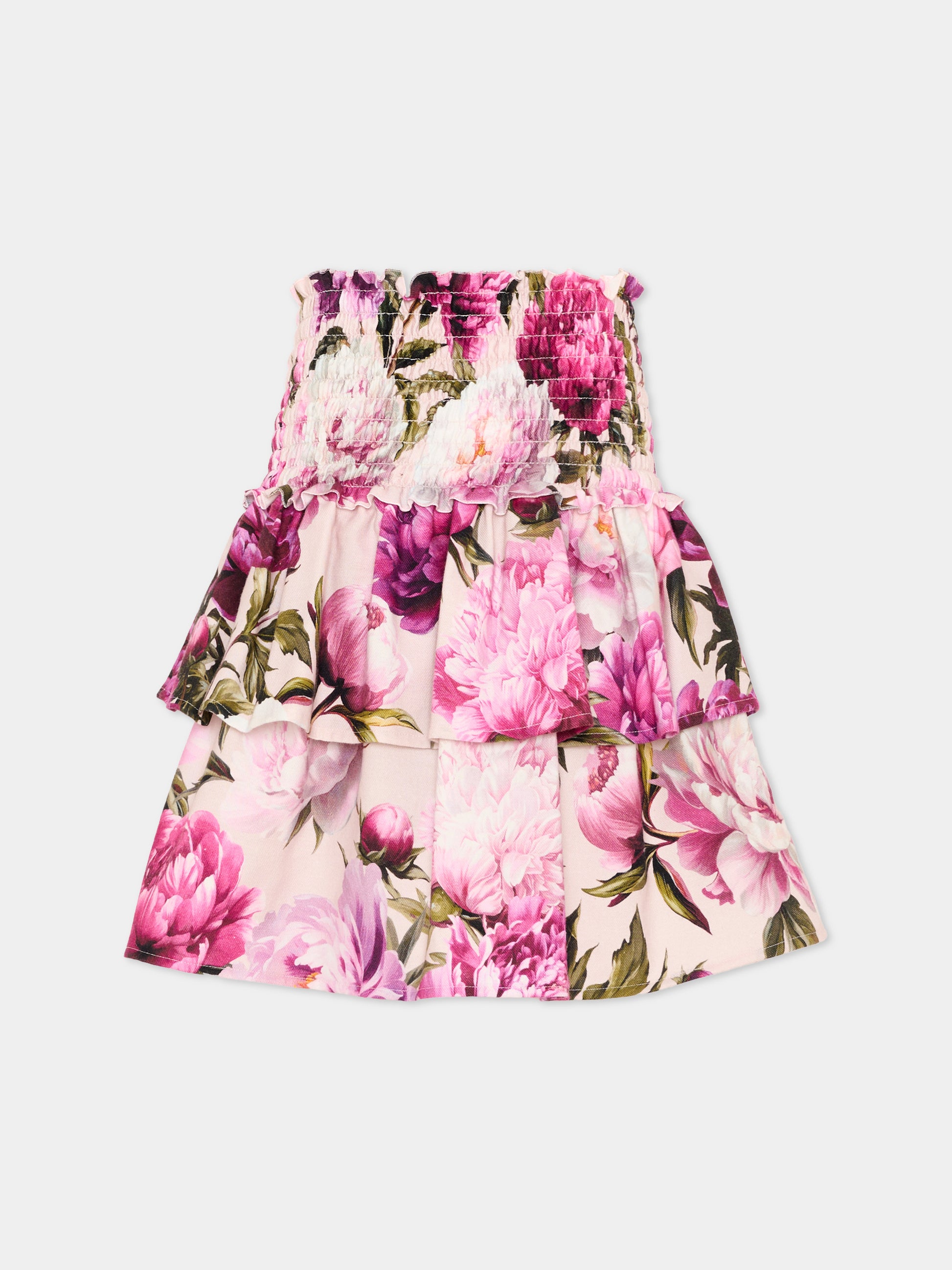 Gonna rosa per bambina con stampa floreale,Dolce & Gabbana Kids,L56I18 G7QZV HF6FZ