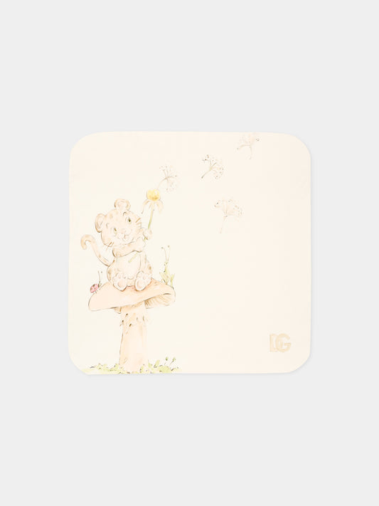 Coperta beige per neonato con stampa,Dolce & Gabbana Kids,LNJAJ0 G7P8L S9000