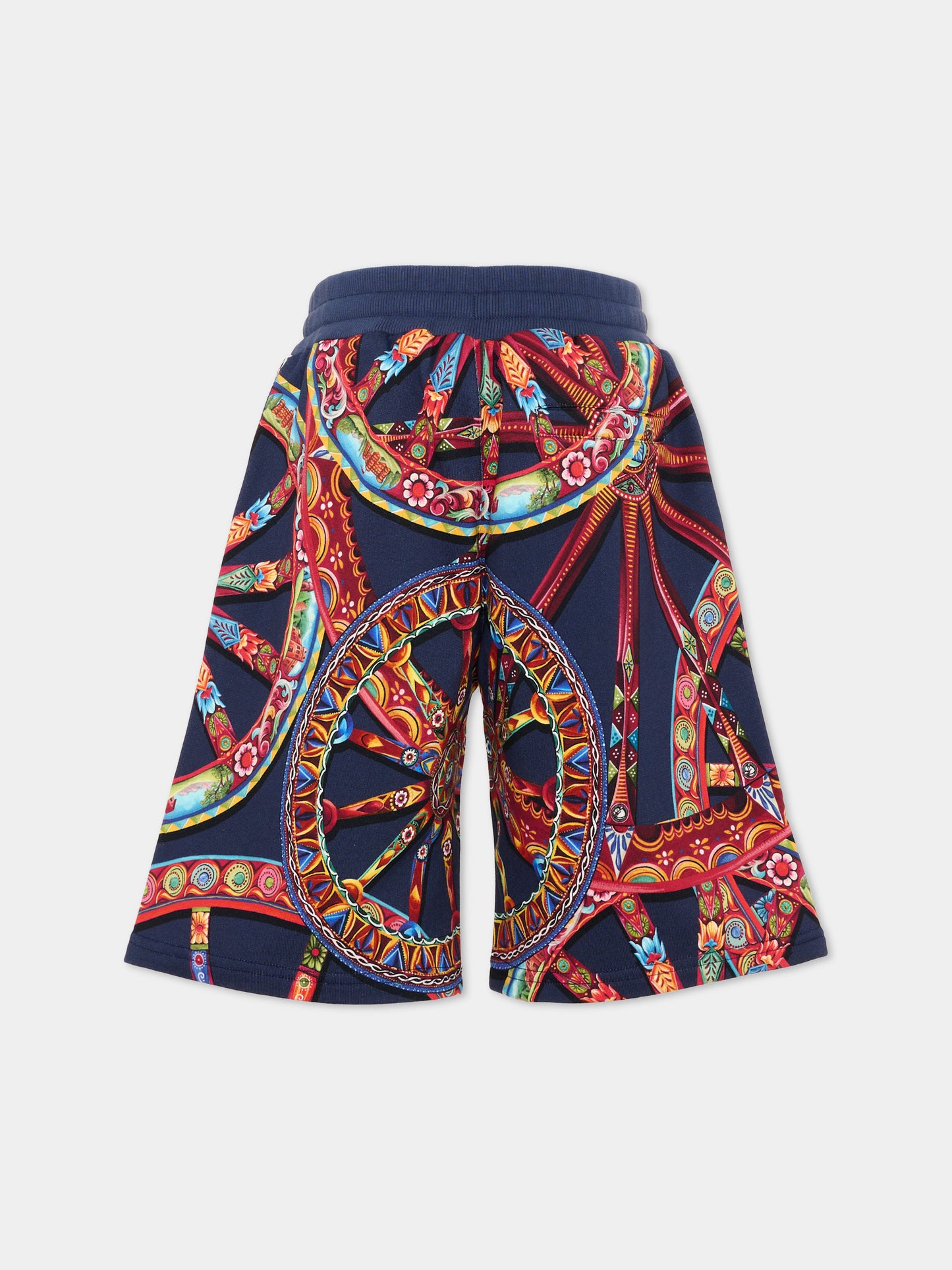 Shorts blu per bambino con Carretto Siciliano,Dolce & Gabbana Kids,L4JQU4 HS7RF HB6DU