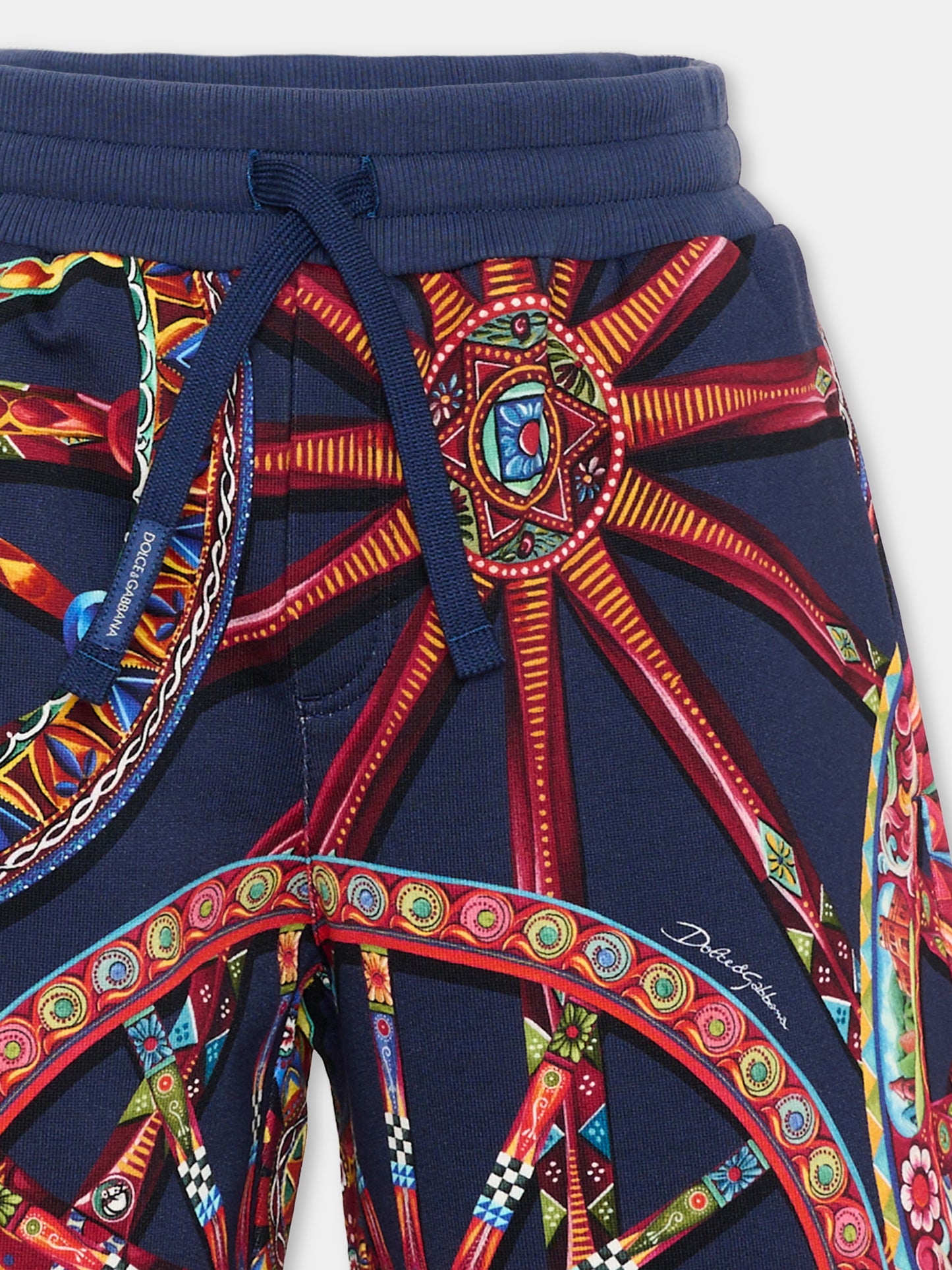 Shorts blu per bambino con Carretto Siciliano,Dolce & Gabbana Kids,L4JQU4 HS7RF HB6DU