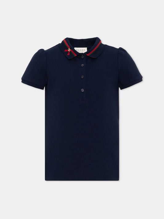 Short sleeve blue polo for Girl