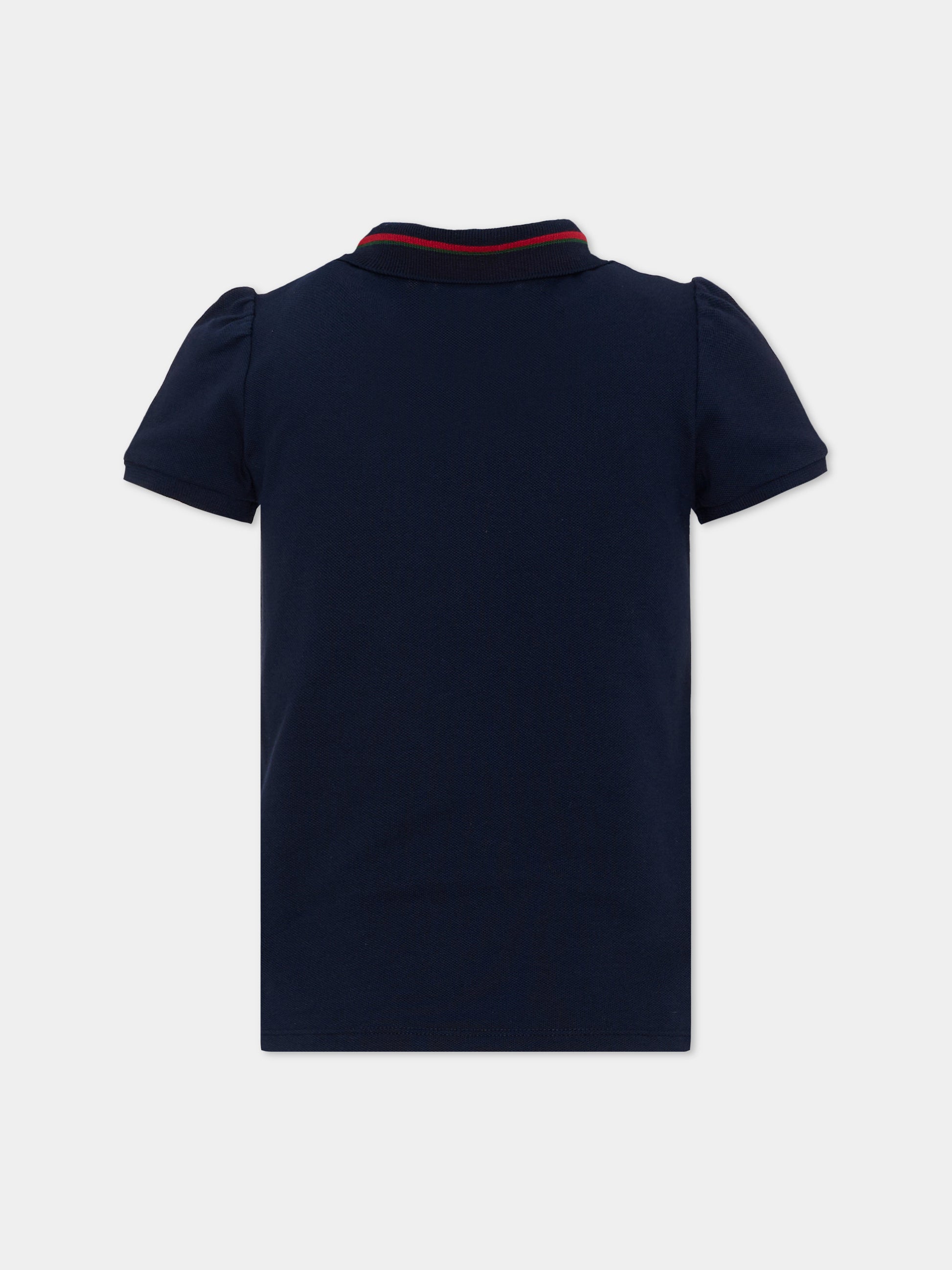 Polo a manica corta blu per bambina,Gucci Kids,867881 XJHWK 4306