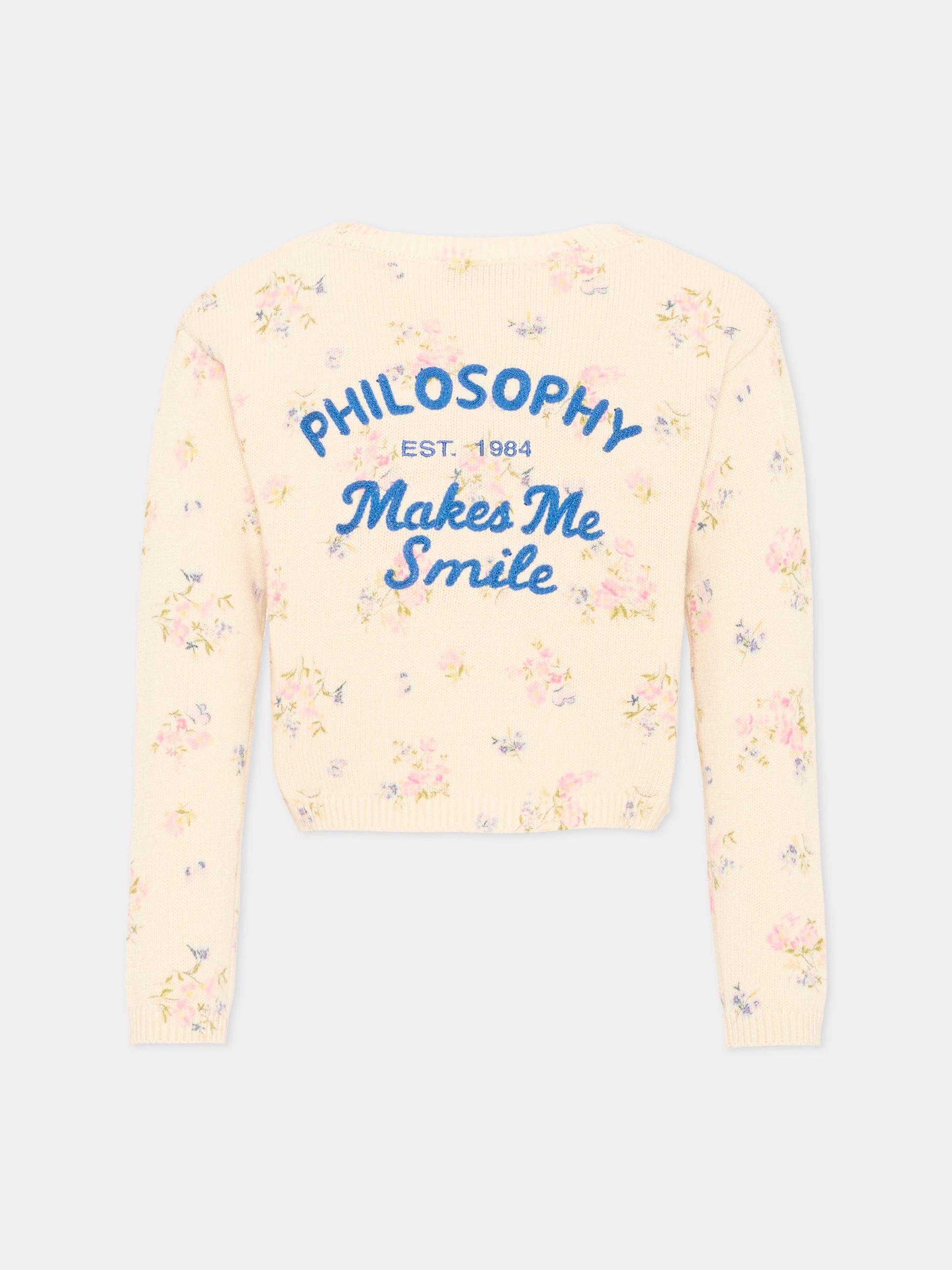 Maglione avorio floreale per bambina,Philosophy,I9H615 8717 029F
