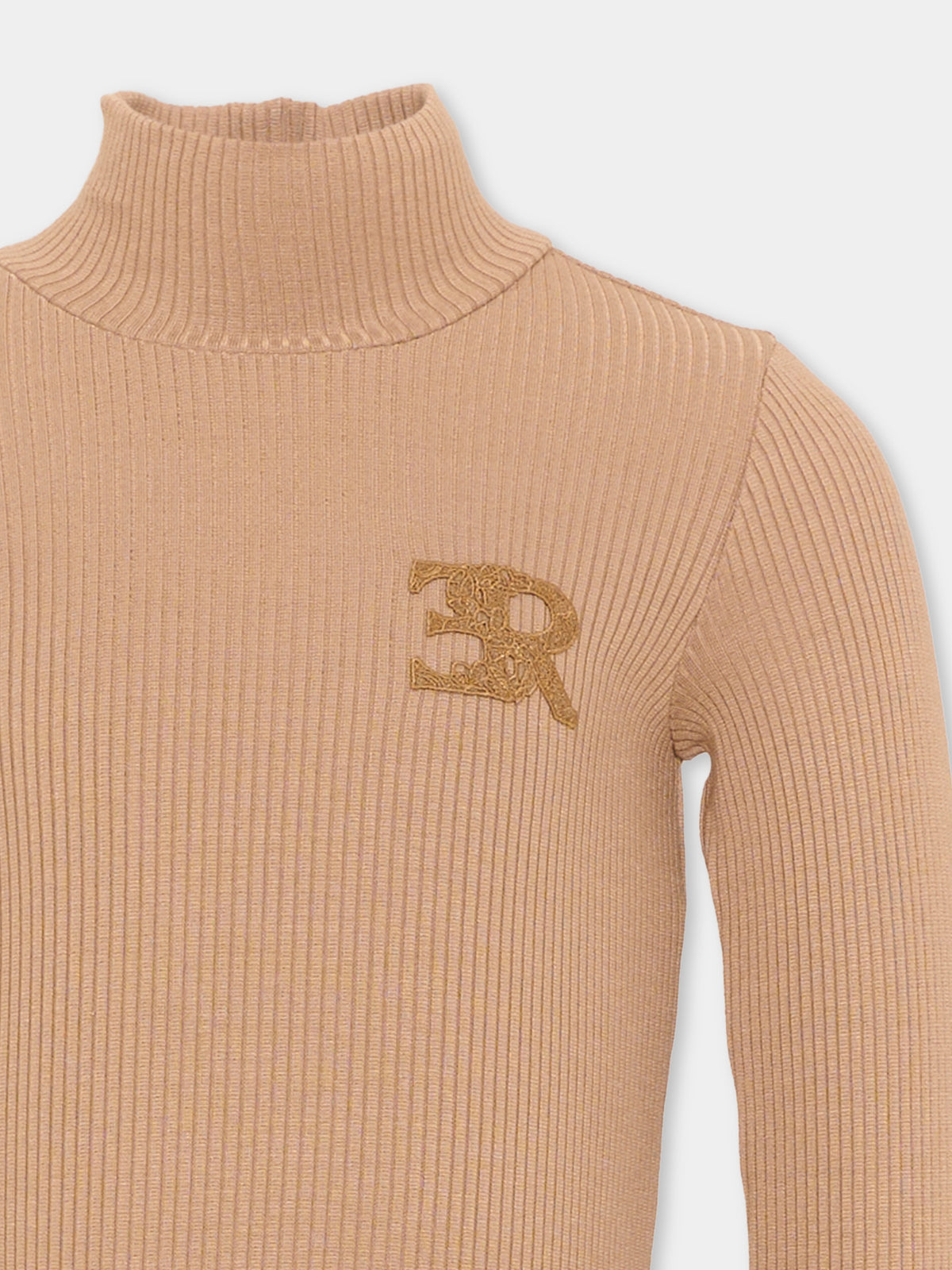 Dolcevita beige per bambina con logo,Ermanno Scervino Junior,Z1H610 8214 0003