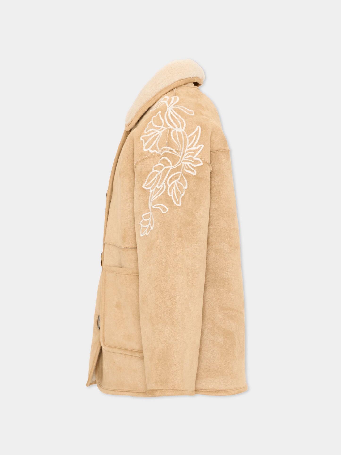 Ecopelliccia beige per bambina con ricami,Ermanno Scervino Junior,Z9H103 8093 0003