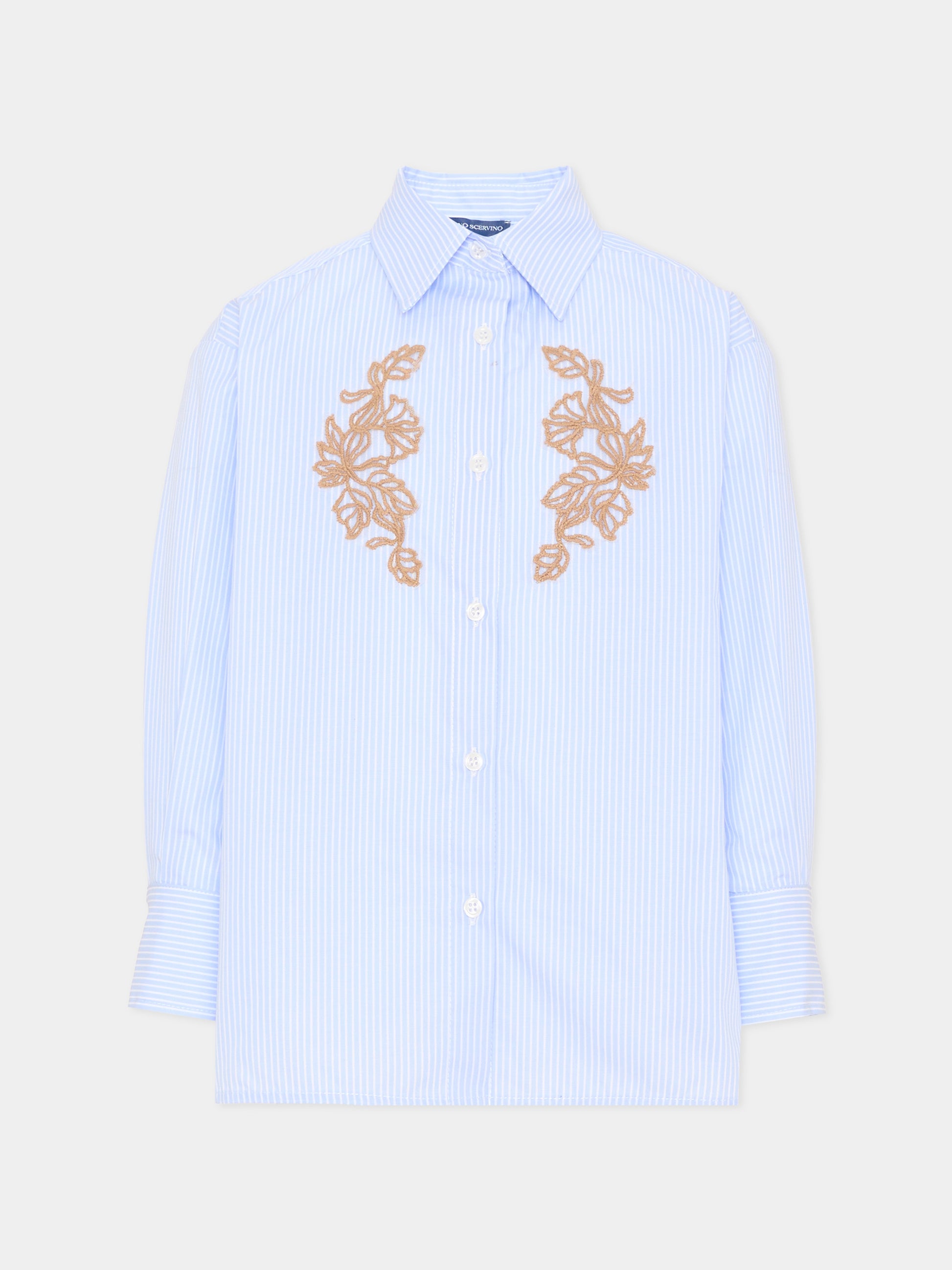 Camicia azzurra a righe per bambina,Ermanno Scervino Junior,Z1H304 8126 0158
