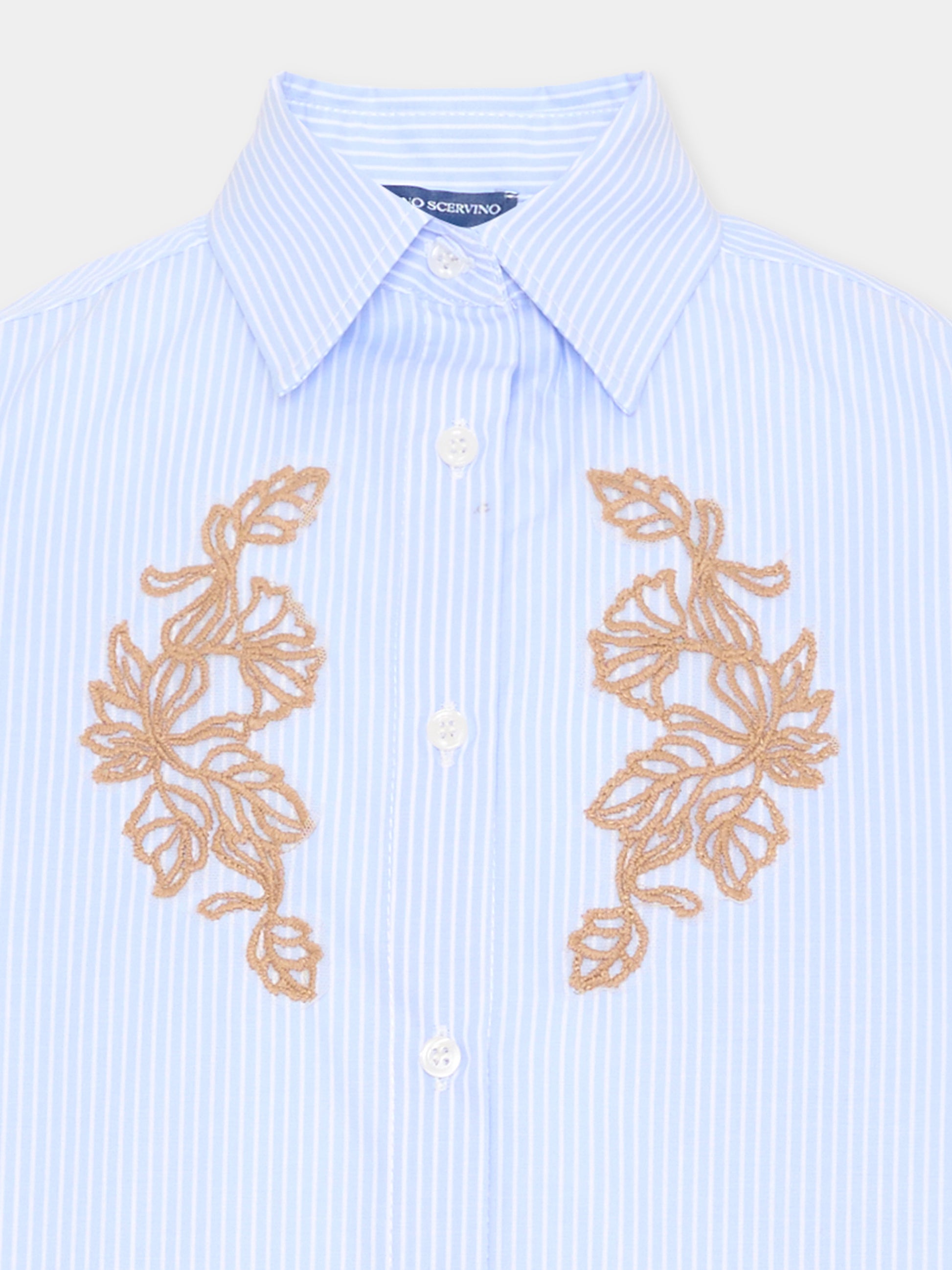 Camicia azzurra a righe per bambina,Ermanno Scervino Junior,Z1H304 8126 0158