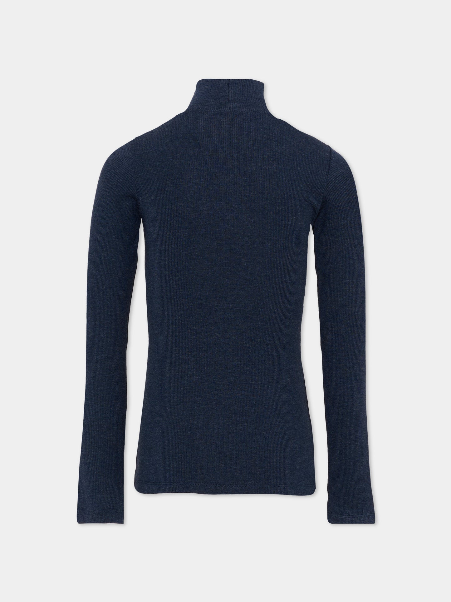 Dolcevita blu in maglia per bambina con logo,Monnalisa,17HLUC 8212 056M