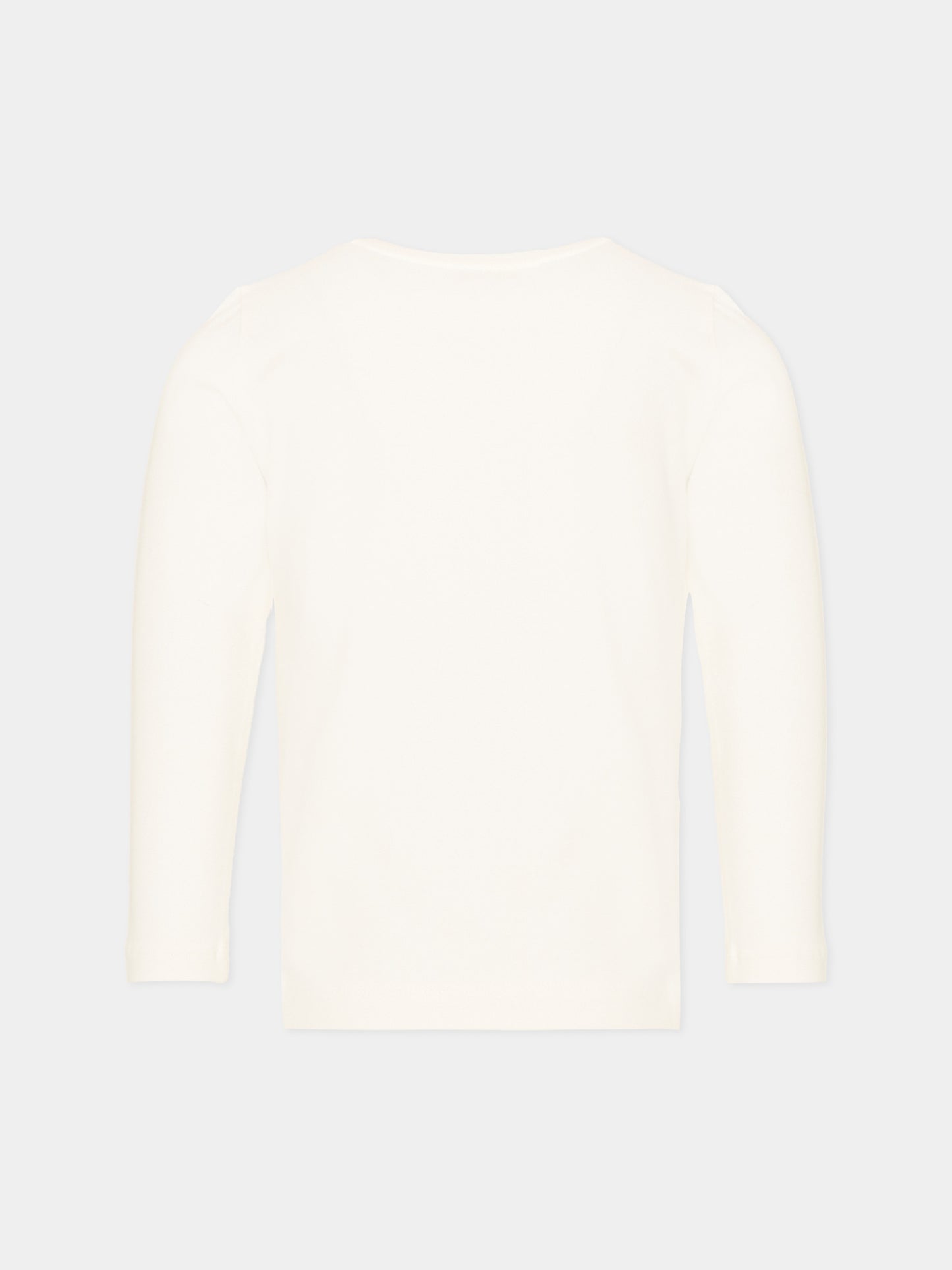 T-shirt avorio per bambina con orsetto,Monnalisa,19H607 8015 0132