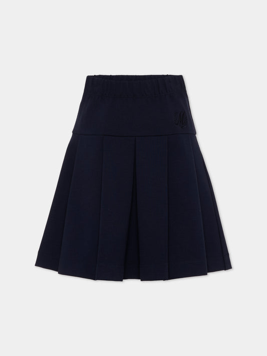 Gonna blu per bambina a pieghe,Monnalisa,18HESS 8225 056S