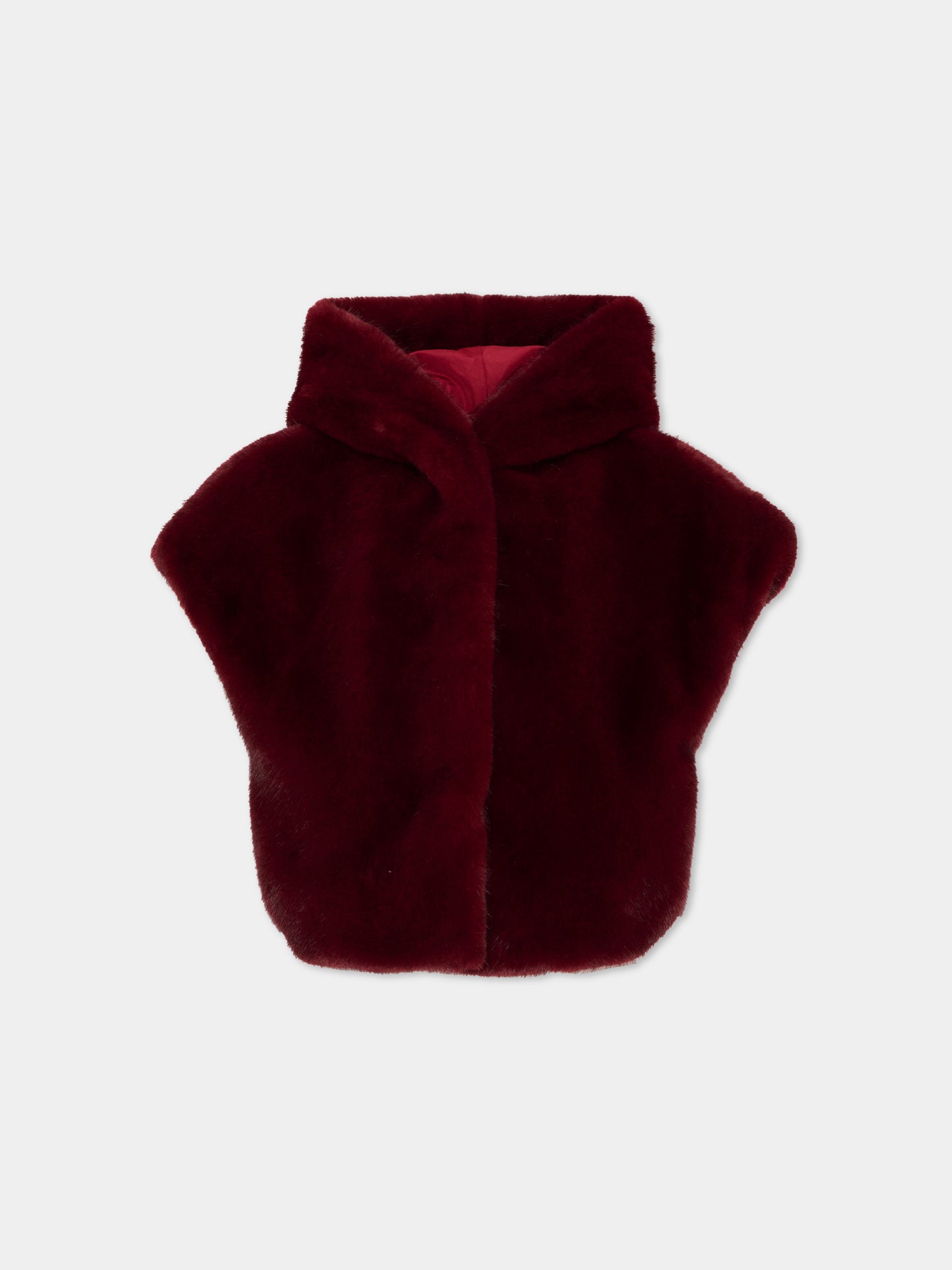 Gilet rosso per bambina in eco-pelliccia,Monnalisa,17H105 8034 0069