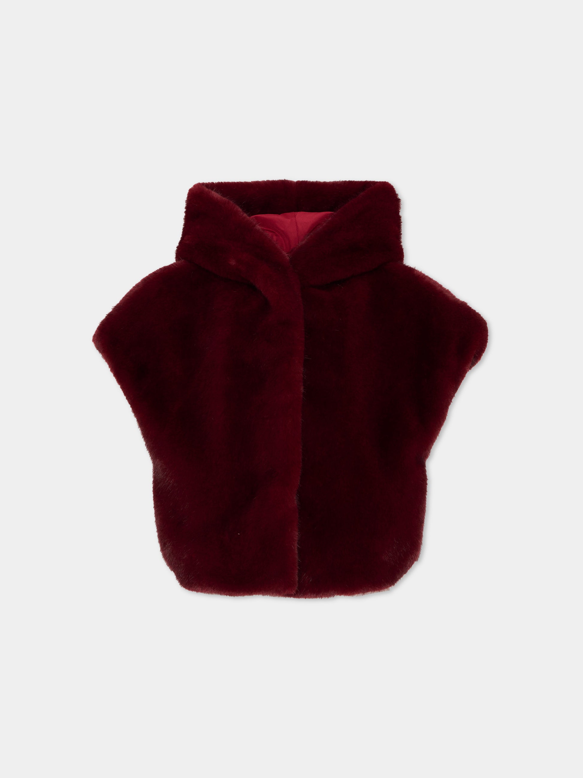 Gilet rosso per bambina in eco-pelliccia,Monnalisa,17H105 8034 0069