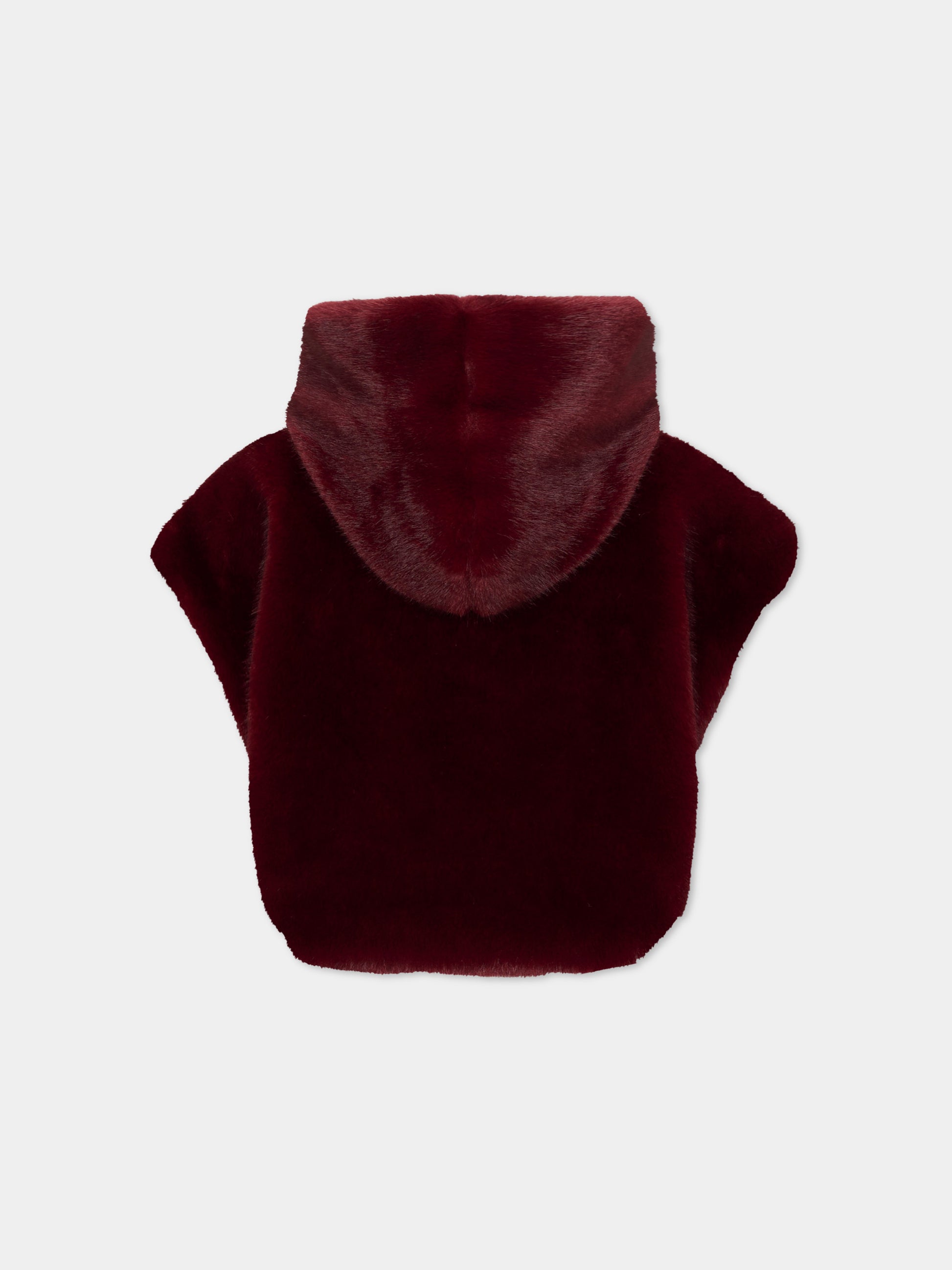 Gilet rosso per bambina in eco-pelliccia,Monnalisa,17H105 8034 0069