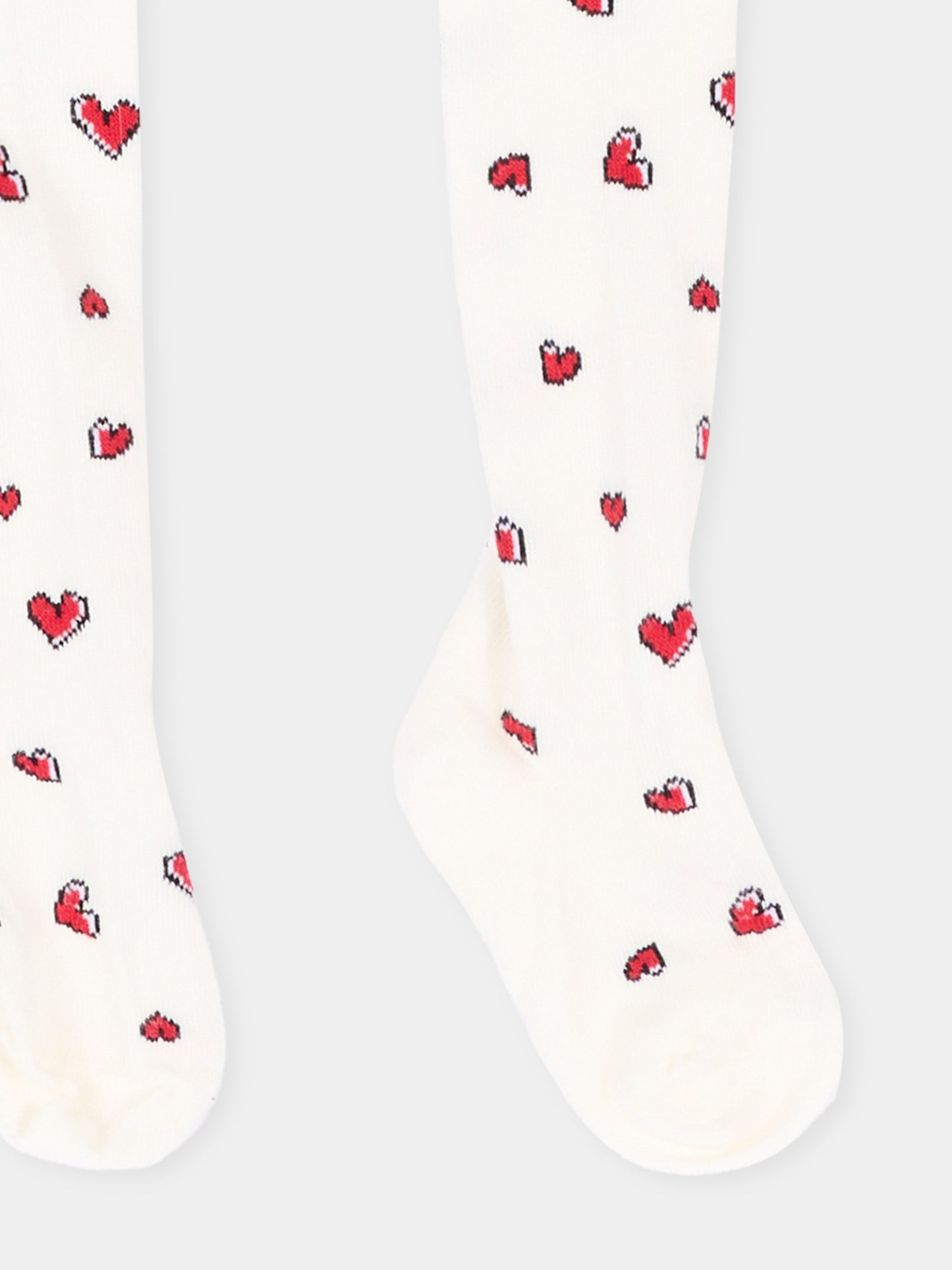 Collant avorio per neonata con cuori,Monnalisa,39H009 8082 0143