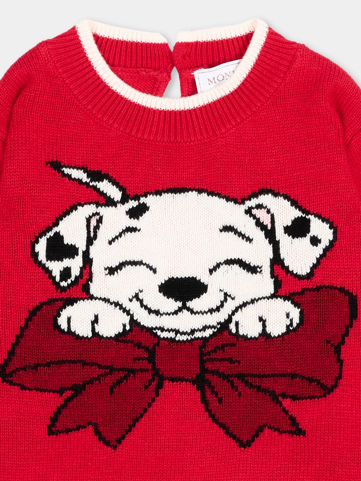 Maglione rosso per neonata con cane,Monnalisa,39H616 8066 0043