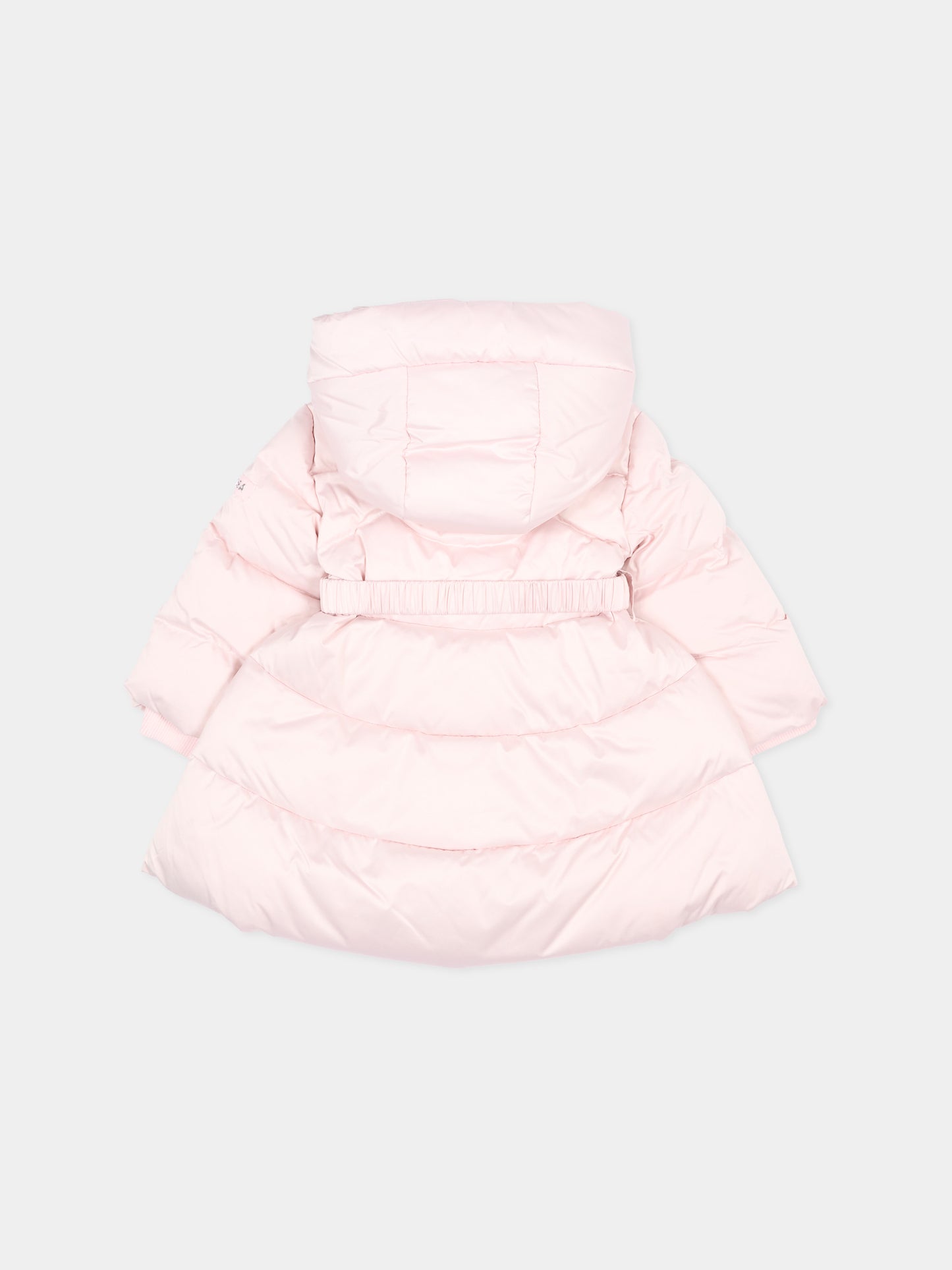 Piumino rosa per neonata con cintura,Monnalisa,37H102 8026 0013