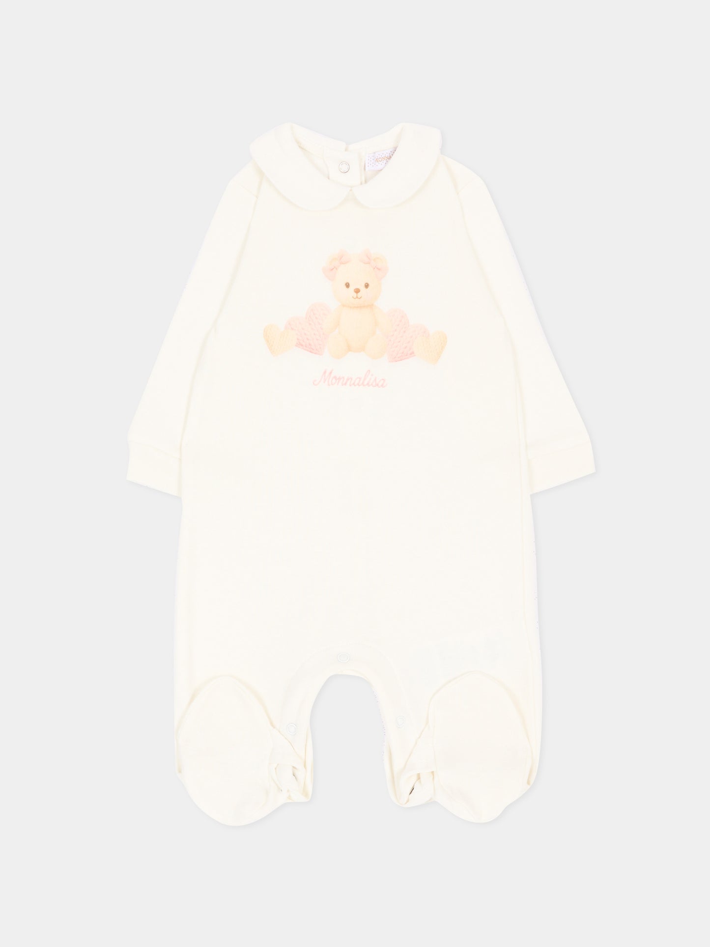 Tutina avorio per neonata con orsetto,Monnalisa,35H207 8001 0001