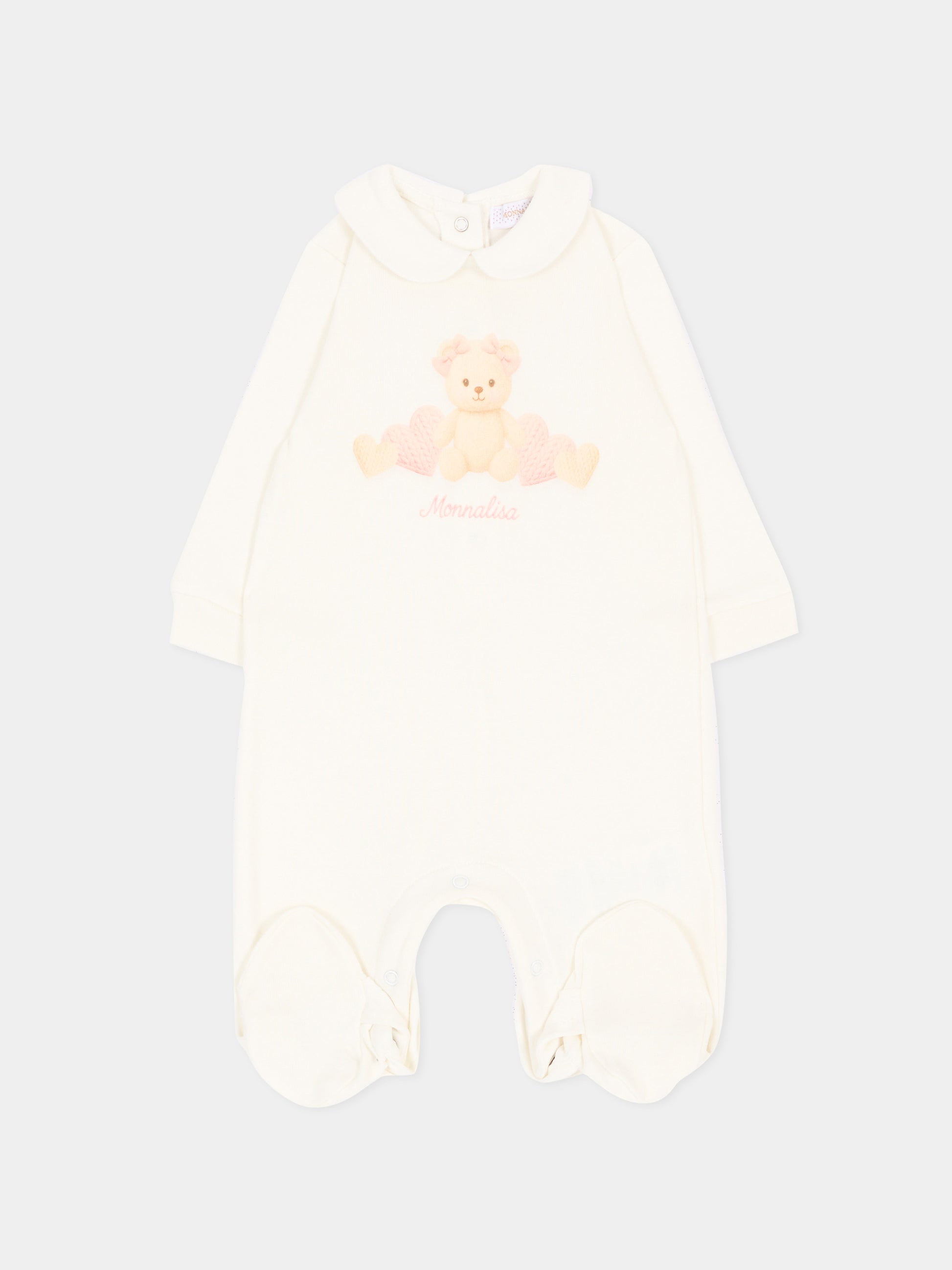 Tutina avorio per neonata con orsetto,Monnalisa,35H207 8001 0001