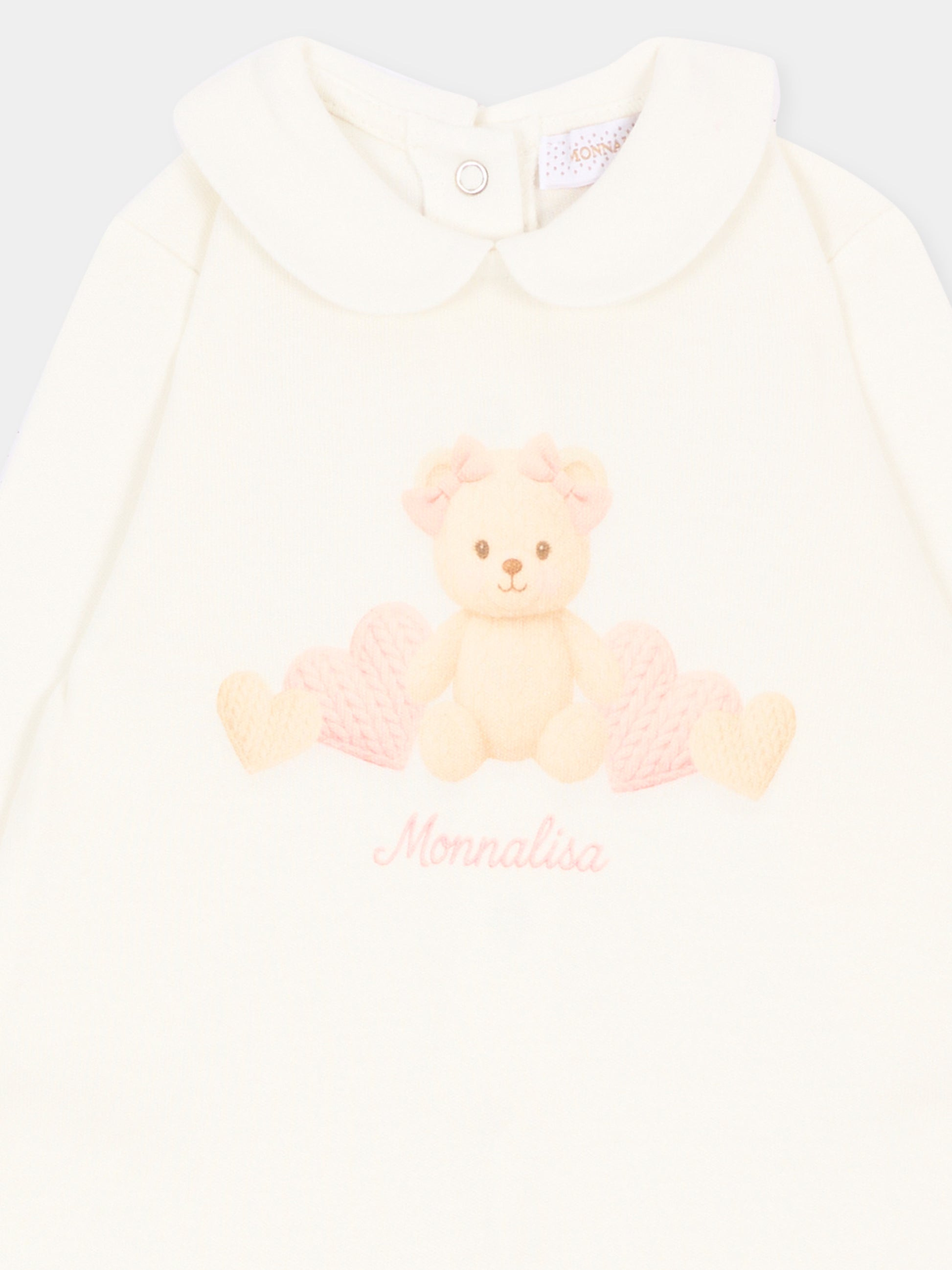 Tutina avorio per neonata con orsetto,Monnalisa,35H207 8001 0001