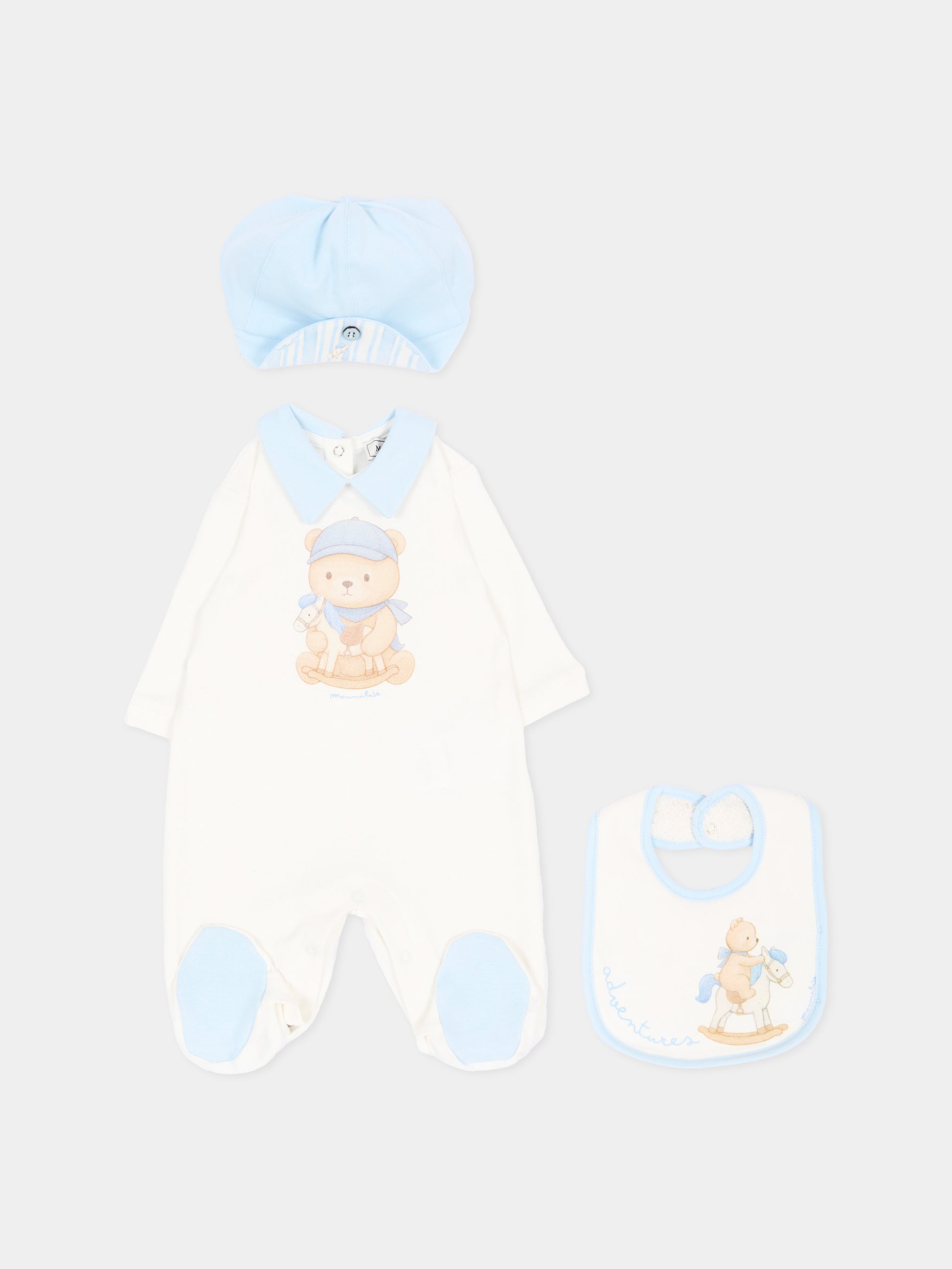 Set Tutine avorio per neonato con orsetto,Monnalisa,22H503 8000 0152