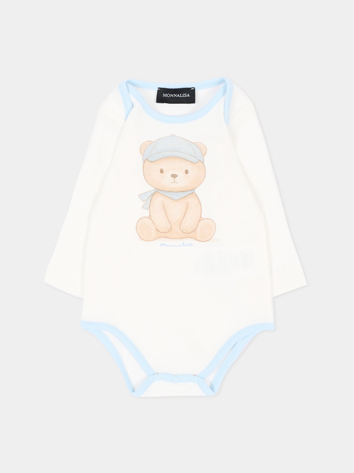 Completo nascita avorio per neonato con orsetto,Monnalisa,22H500 8003 0152