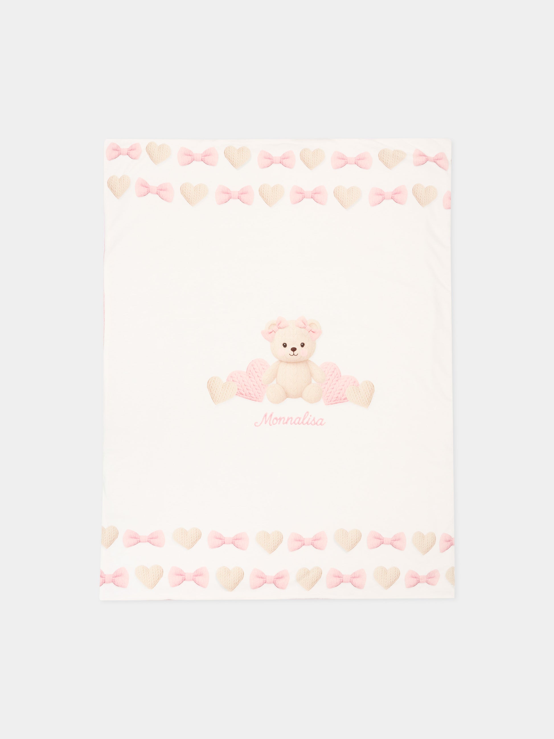 Coperta avorio per neonata con orsetto,Monnalisa,35H002 8001 0191